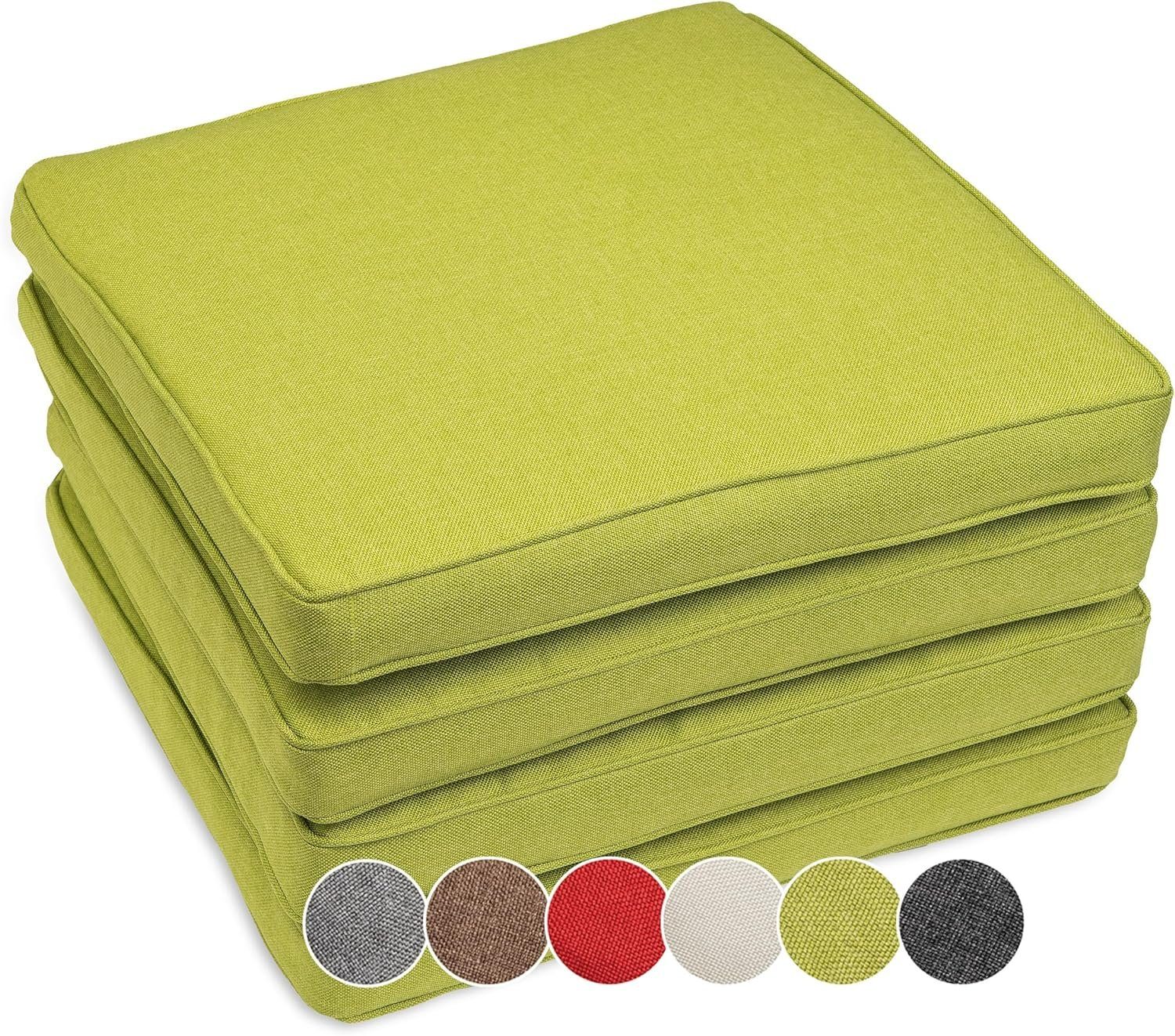 sunnypillow Подушка для стула 4er Set Подушка для стула wasserdicht UV-lichtecht BALI, 4er Set 40x40x5cm Grün