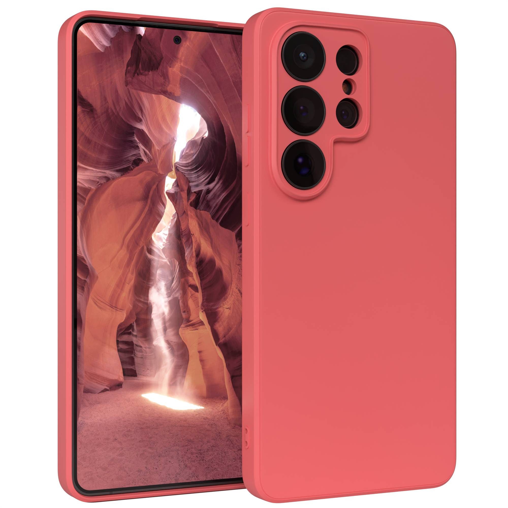 EAZY CASE Handyhülle TPU Hülle für Samsung Galaxy S26 Ultra 6,9 Zoll, Schutzhülle mit Kameraschutz stoßfest Telefonhülle Matt Rot / Hellrot