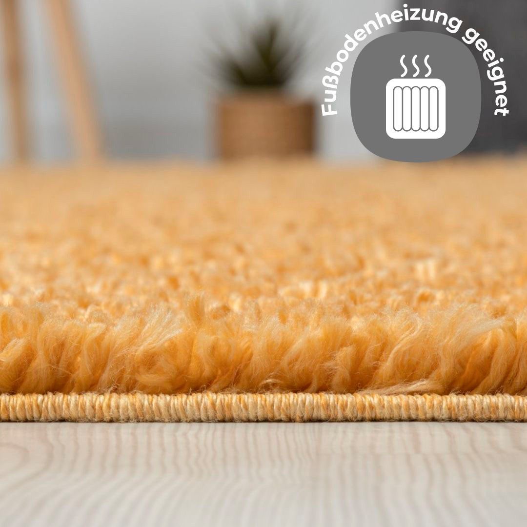 OTTO home Hochflor-Teppich Banji, rund, Höhe: 37 mm, Uni Farben, weich und flauschig, auch als rechteckig erhältlich