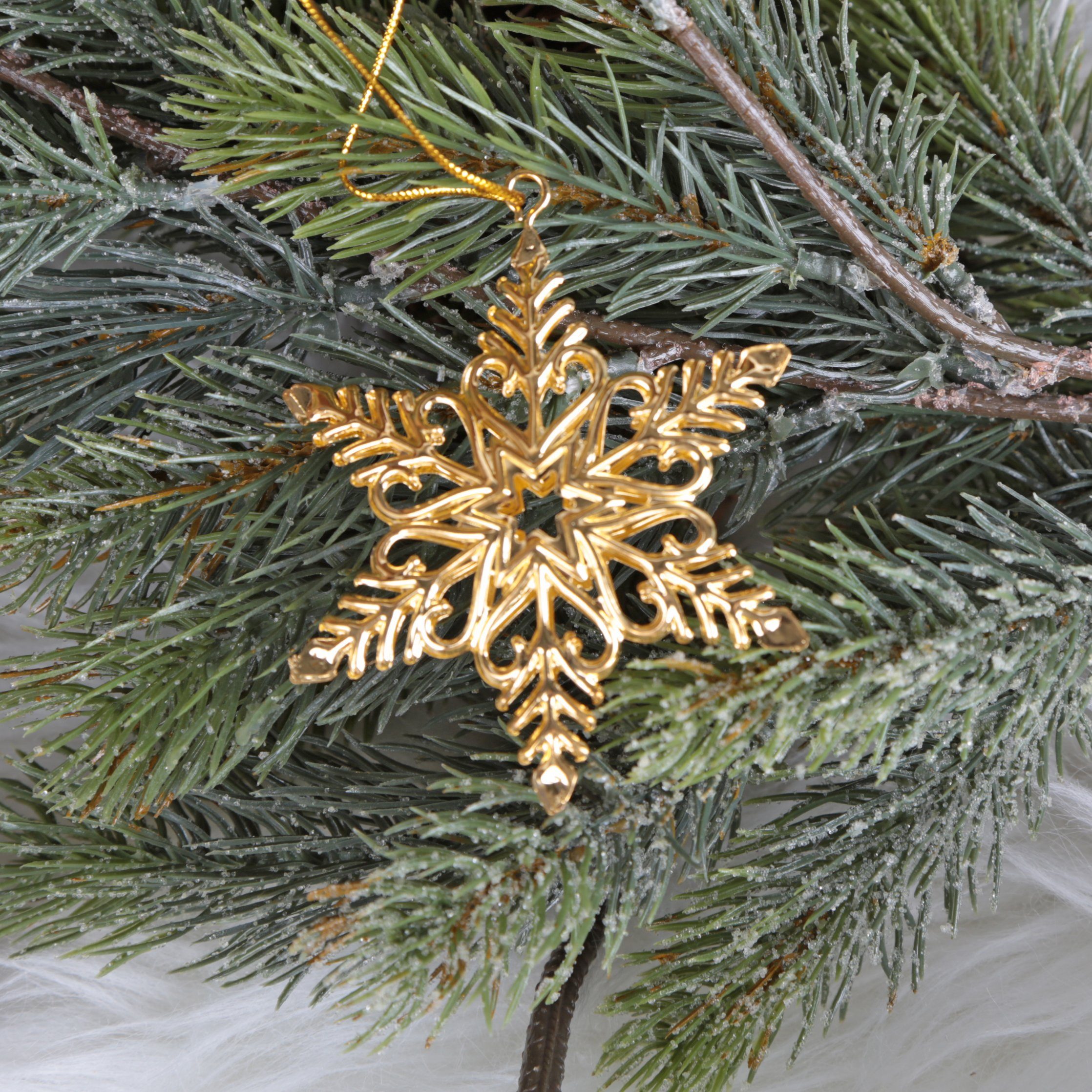 im Weihnachtsanhänger Logbuch-Verlag 9 Schneeflocke St), Set Christbaumanhänger gold filigrane Baum Stern (Set, Baumbehang 9