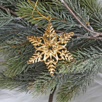 Logbuch-Verlag Baumbehang 9 Weihnachtsanhänger gold Baum Stern Schneeflocke (Set, 9 St), filigrane Christbaumanhänger im Set