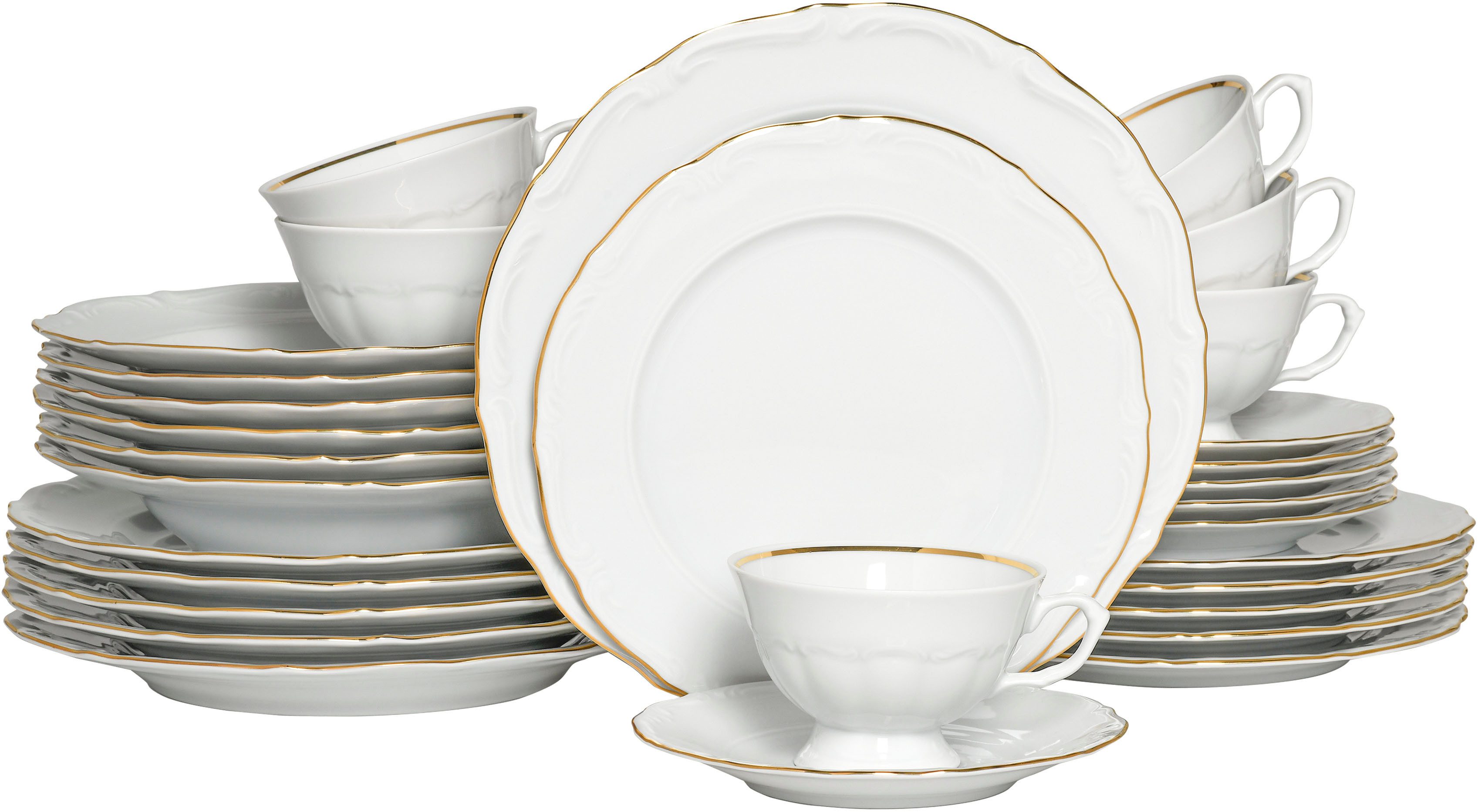 CreaTable Kombiservice Maria Theresia gold (30-tlg), 6 Personen, Porzellan