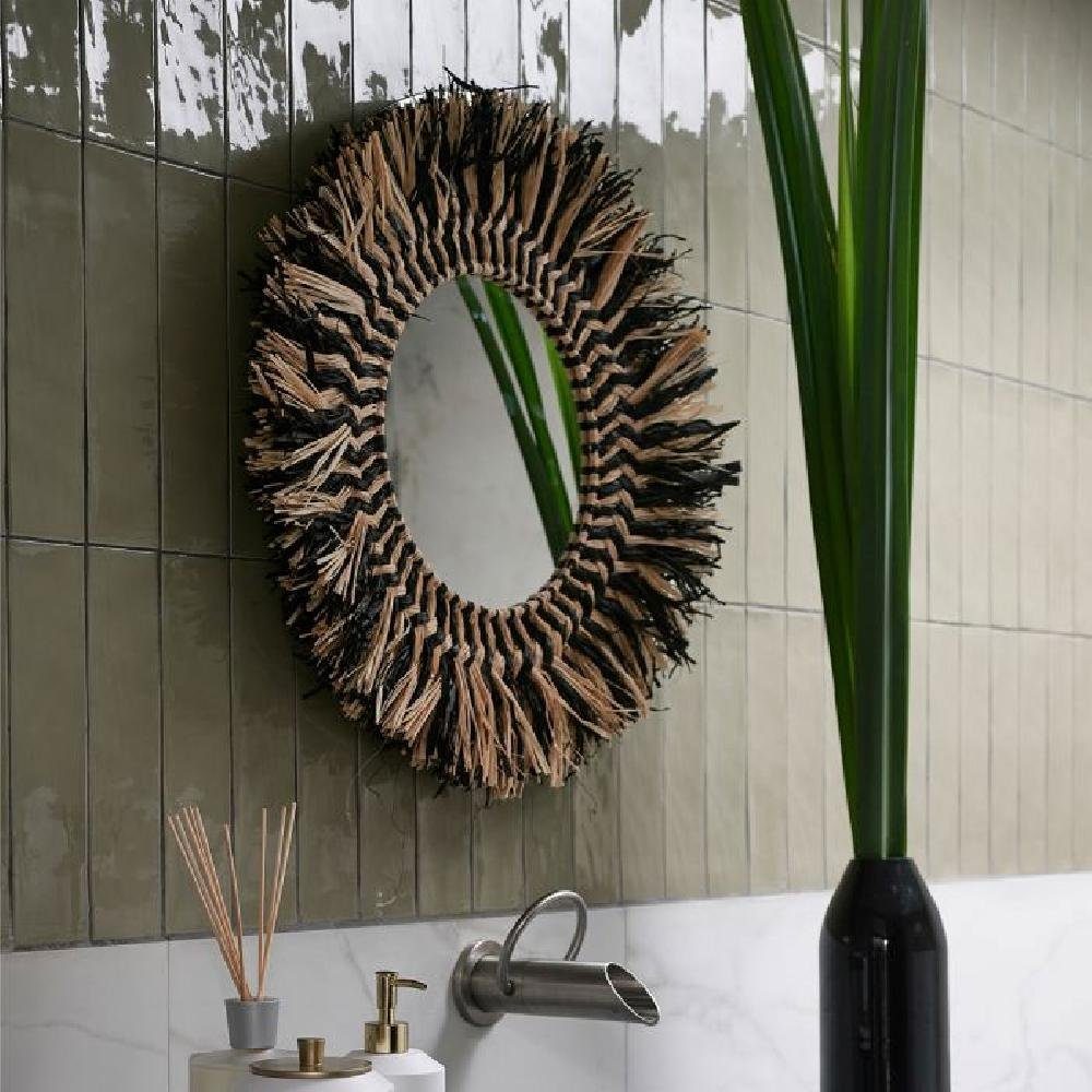 Rivièra Maison Wanddekoobjekt Spiegel Sonnenspiegel Zigzag Raffia (58cm)