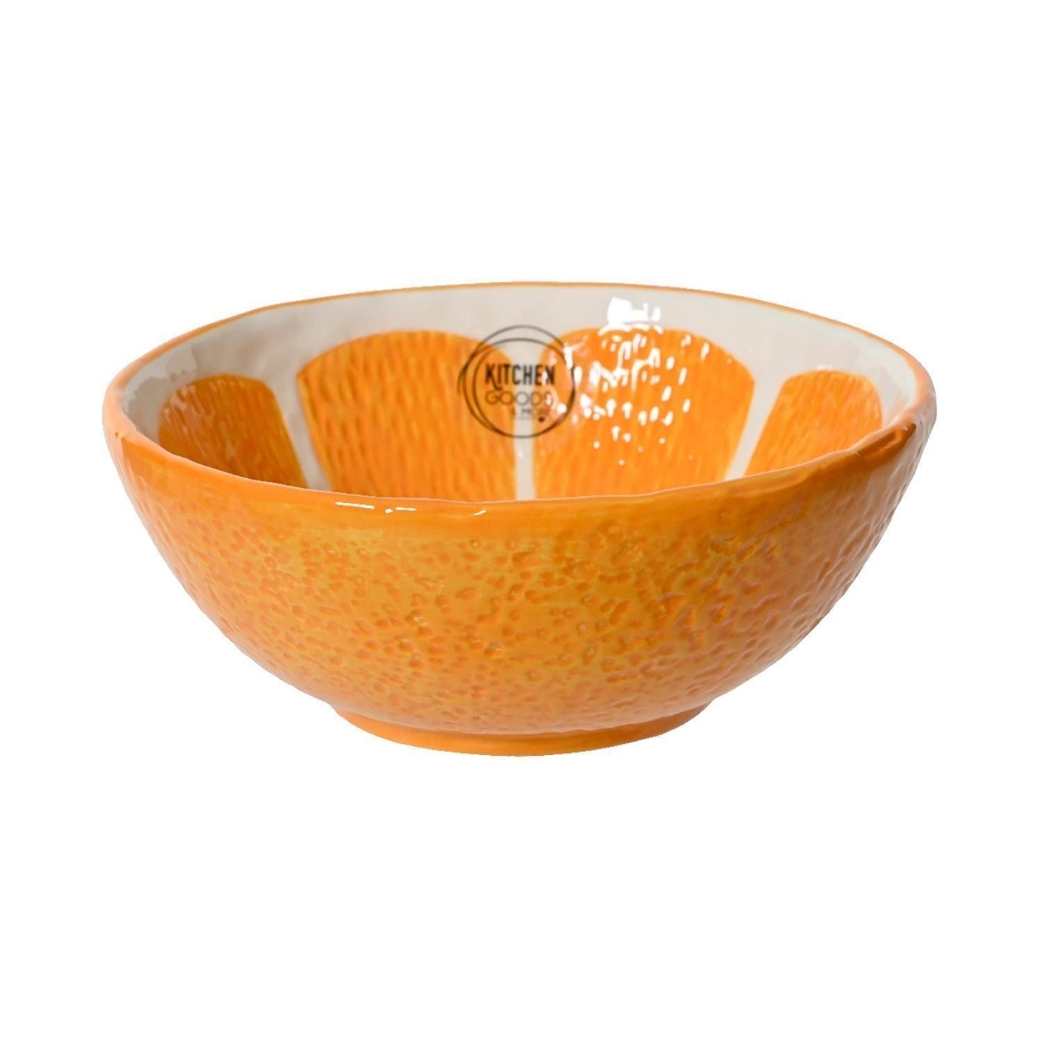 Kaemingk Müslischale CITRI, Ø 15 cm, Orange, Weiß, Dolomit, (1-tlg), in Form einer Orange
