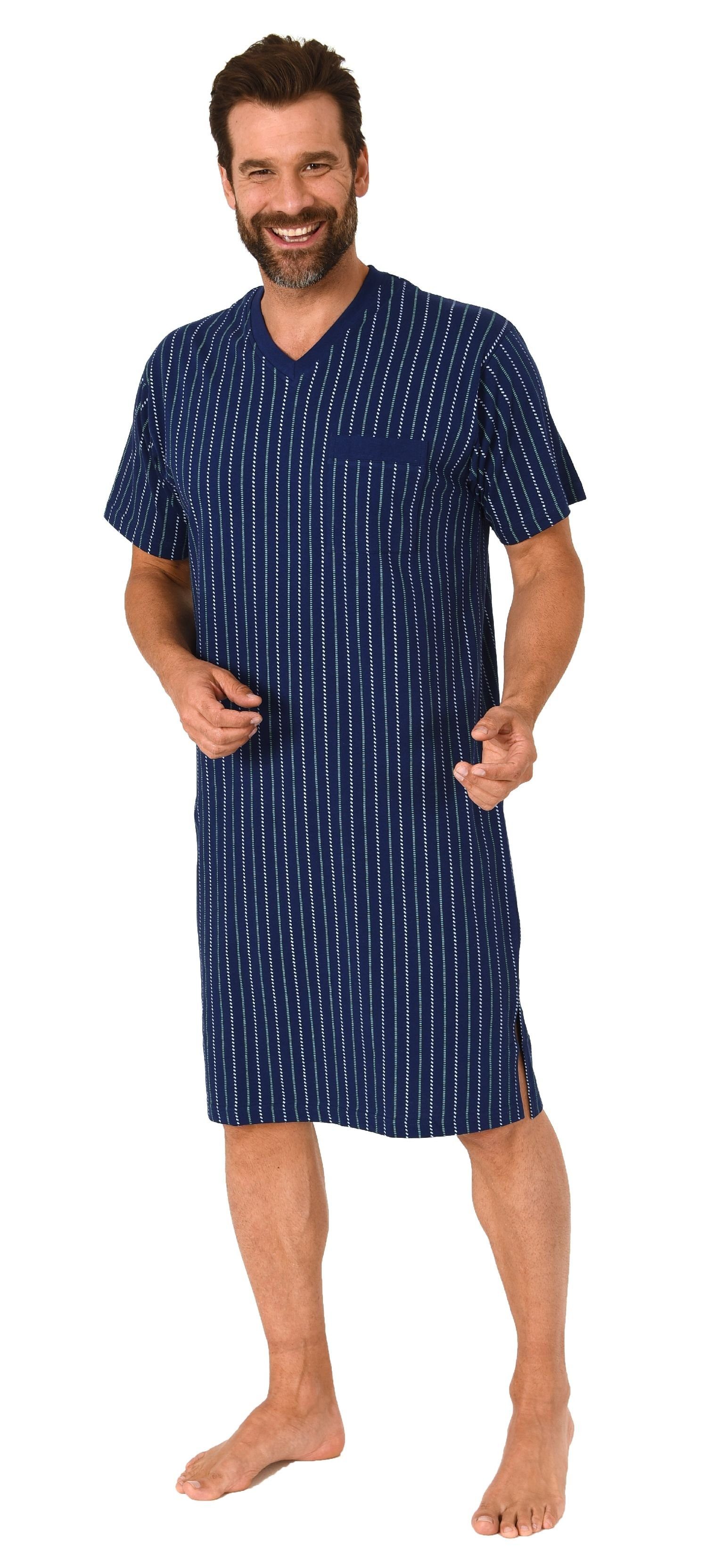 Normann Pyjama Herren kurzarm Nachthemd in Streifenoptik - auch in Übergrößen
