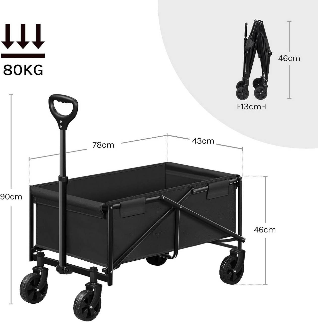 Woltu Rollwagen, (1 St), Faltbarer Gartenwagen, Verstellbarer Griff, für den Außenbereich