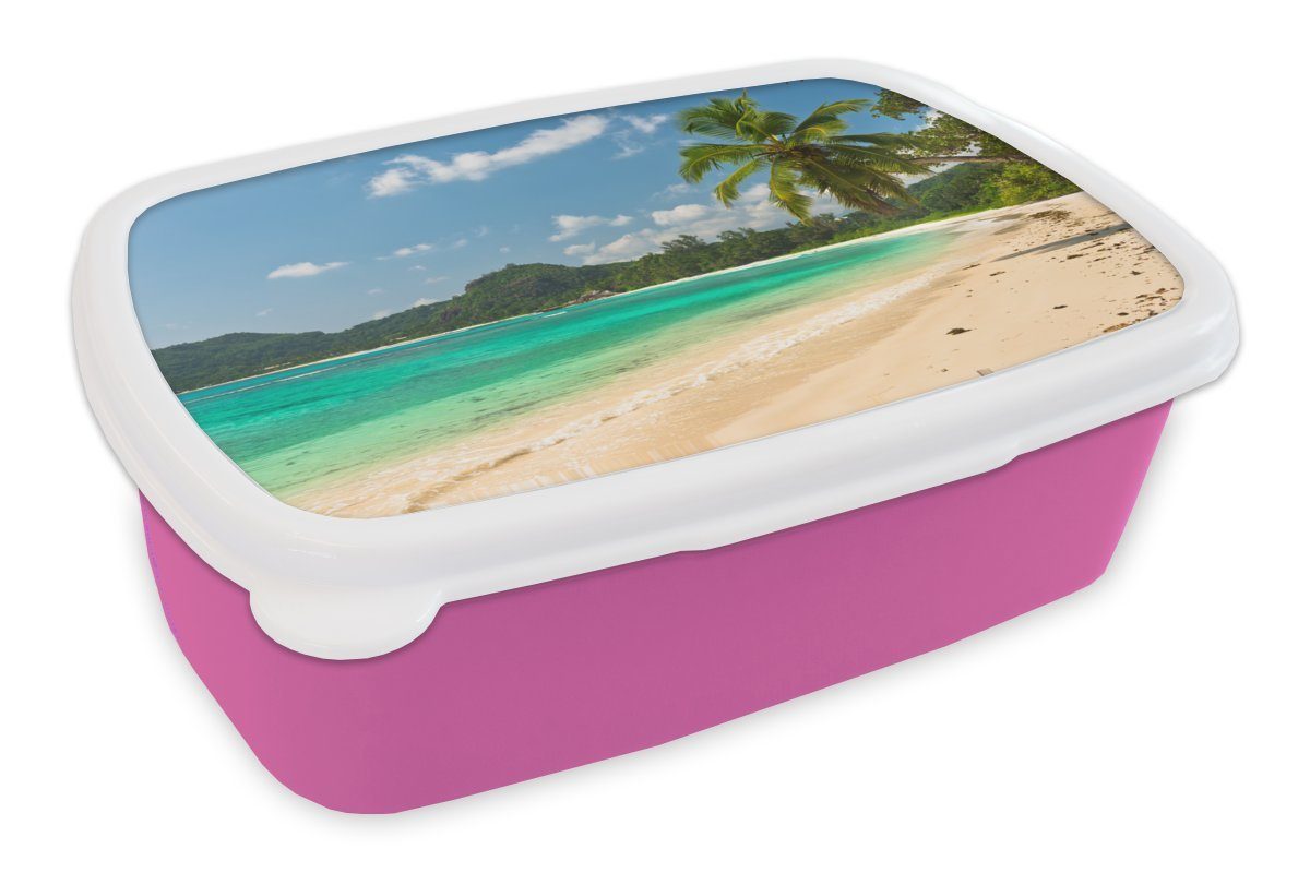 MuchoWow Lunchbox Tropisch - Wasser - Blau, Kunststoff, (2-tlg), Brotbox für Erwachsene, Brotdose Kinder, Snackbox, Mädchen, Kunststoff rosa