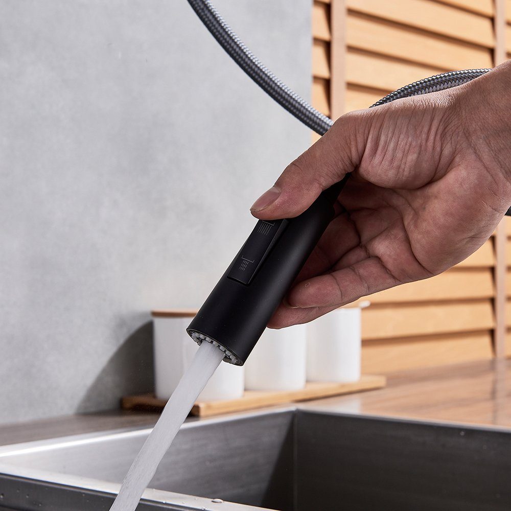 Küchenarmatur,Niederdruk Waschtischarmatur Strahlart(en) XIIW Ausziehbrause Drehbar,2 Mischbatterie Küchenarmatur Mit Ausziehbar (Wassersparfunktion,360°