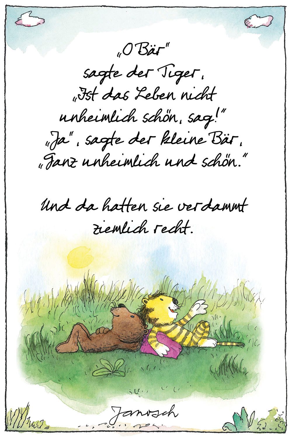 LuckyLinde Leinwandbild Der kleine Tiger und der kleine Bär - JANOSCH Zitat, Bär, Bären, Ente, Enten, Figuren, Filmfiguren, Liebessprüche, Motivationsbilder, Natur, Schriftzug, Sprüche, Teddy, Tiere, Tiger, little star (1 St), Exklusive JANOSCH Kindermotive