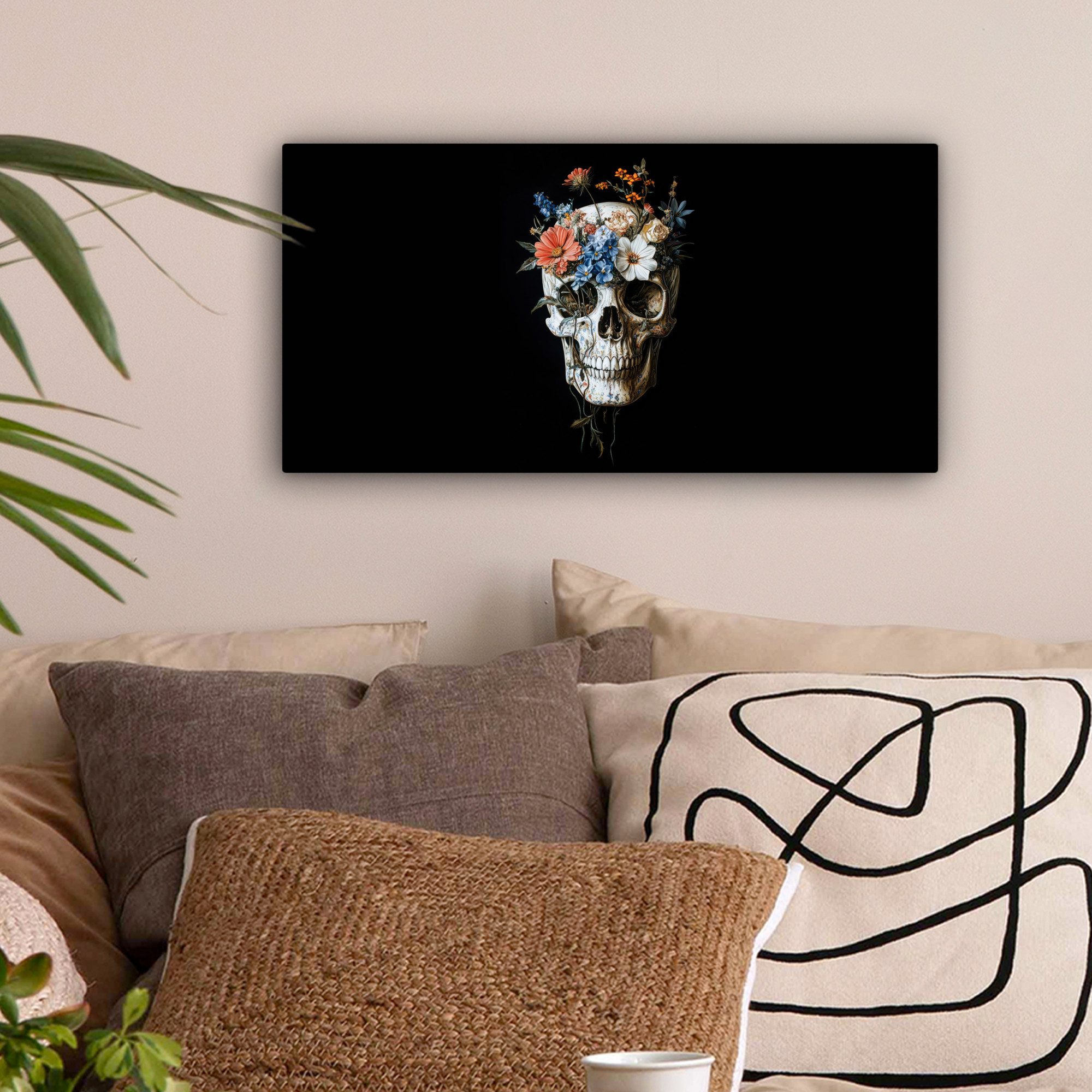 OneMillionCanvasses® Leinwandbild Panorama Blumen - Totenkopf günstig online kaufen