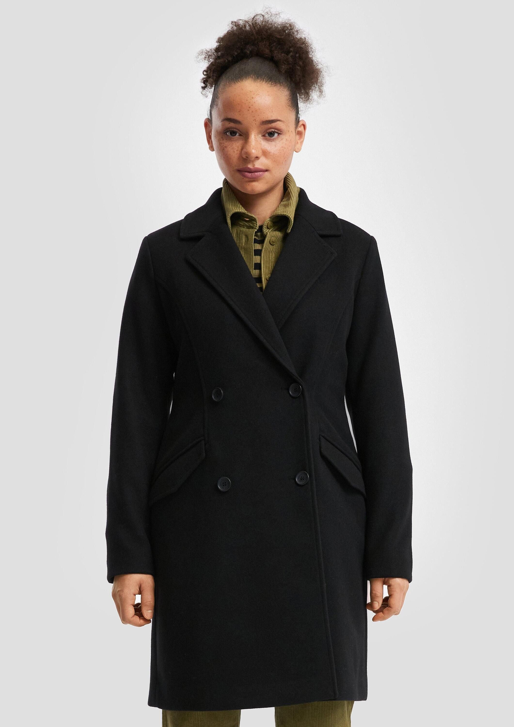 QS Funktionsmantel Outdoor-Mantel Taillierter Mantel in Wolloptik günstig online kaufen