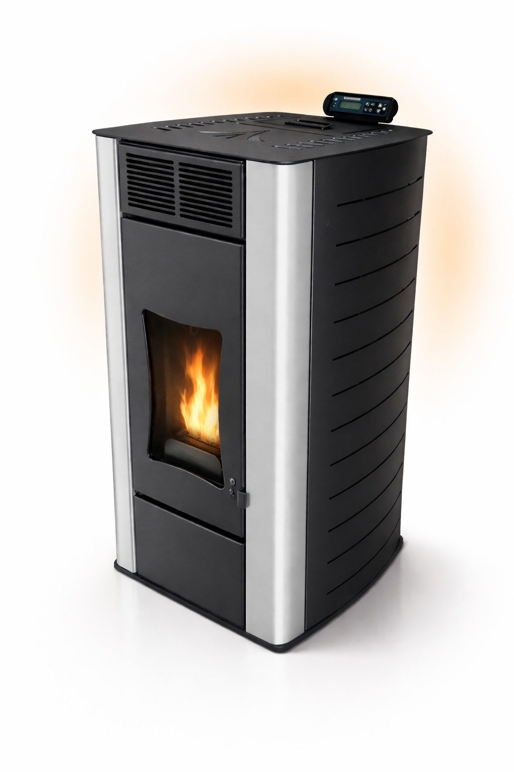 NEMAXX Pelletofen P18 Schwarz 18 kW wasserführend bis 300m³ Zentralheizung A+ 40 kg Tank, (Reinigungsautomatik, ECO-Modus, Sicherheitsabschaltung, Wochentimer, Wi-Fi Ready), BAFA/förderfähig, Wasser 12,5kW, effiziente Wärme, bis 18 Std.Laufzeit