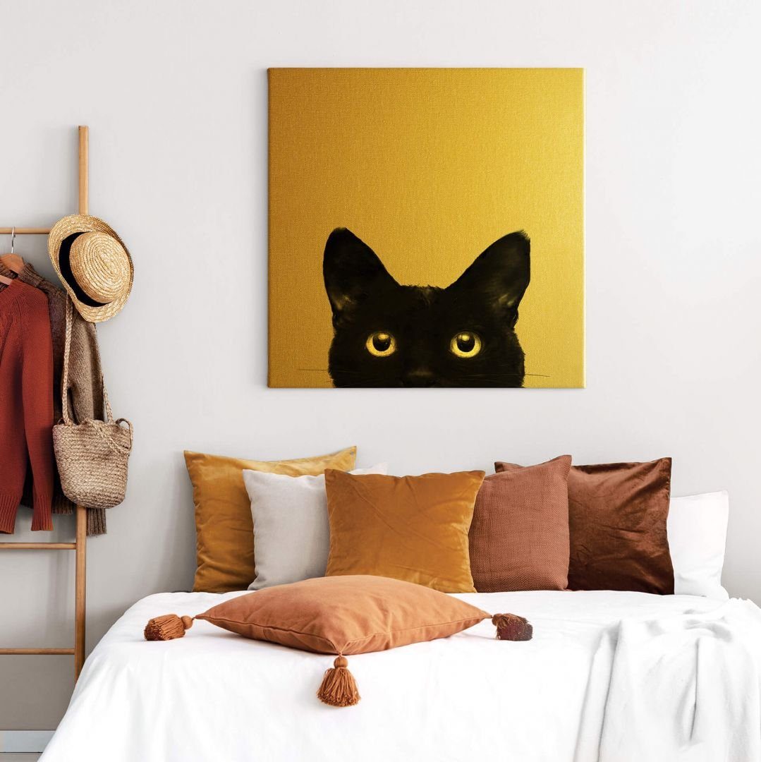 Katze K&L Wall yet, Wohnzimmer Wandbild Gold Leinwandbild awake Graves Are you Art Leinwandbild handmade Vintage