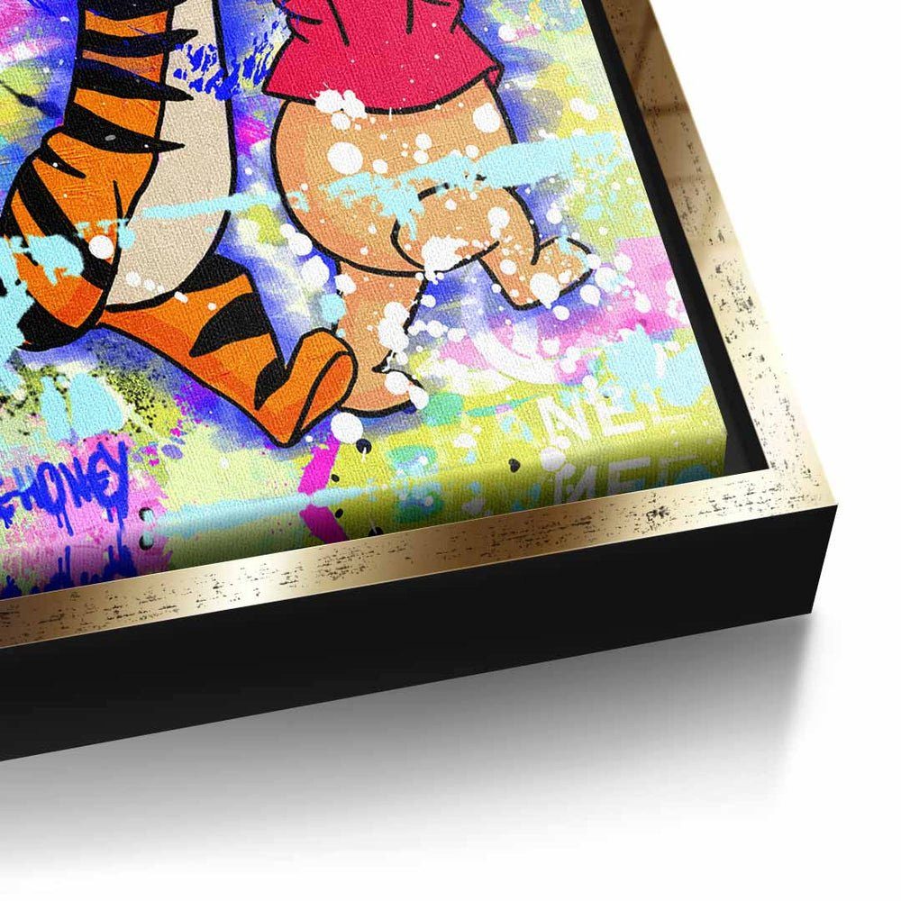 Graffiti Bär Comic Acrylglasbild Rahmen Tigger Leinwandbild, weißer DOTCOMCANVAS® Geld Polizei Art Pu Pop der