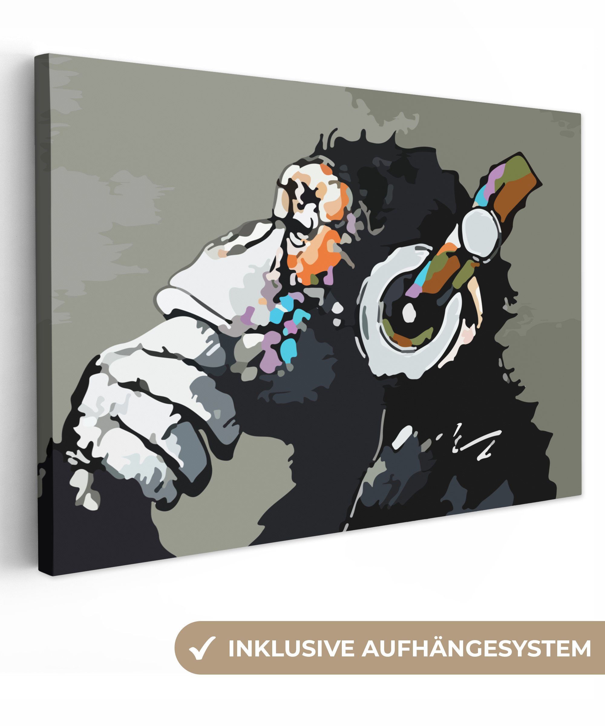 OneMillionCanvasses® Leinwandbild Kunstdrucke - Ölfarbenoptik - Affe - Kopf günstig online kaufen