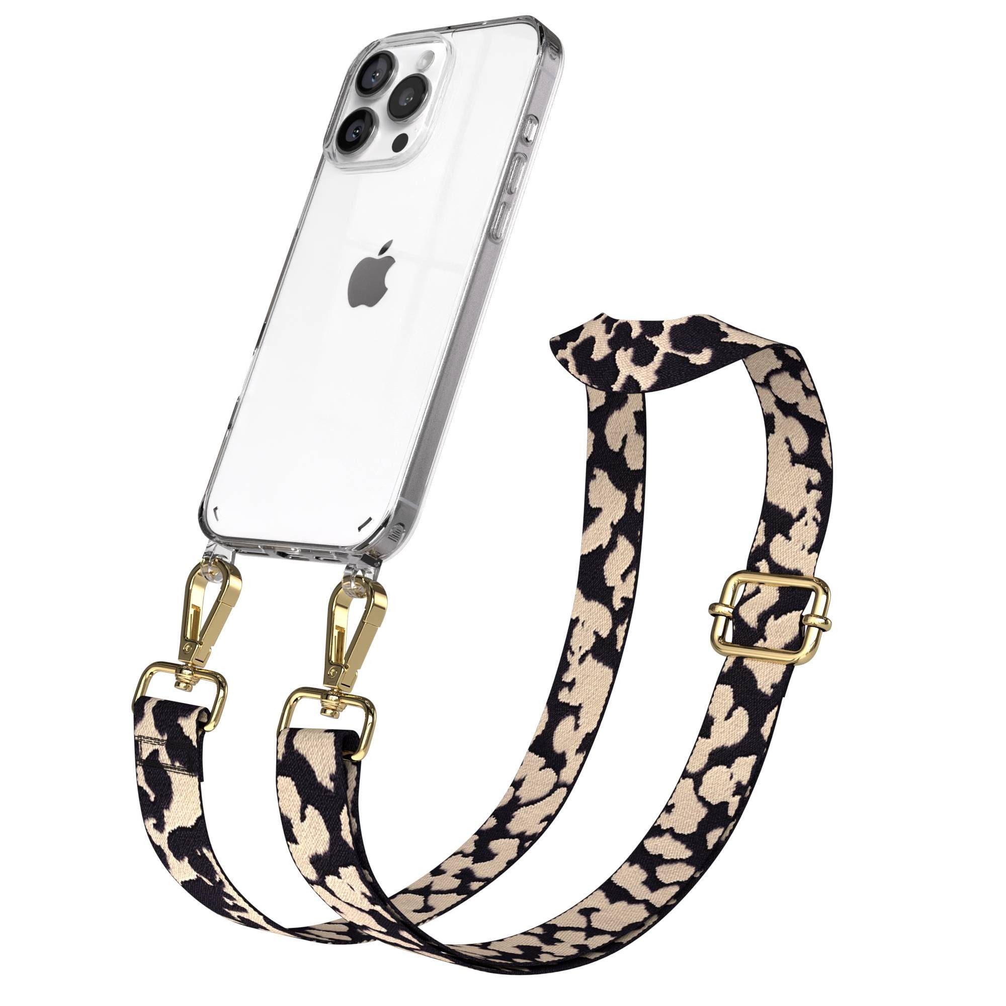 EAZY CASE Handykette Umhängeband für Apple iPhone 16 Pro Max 6,9 Zoll, Crossbody Camouflage Handykette Hülle mit Kordel Taupe