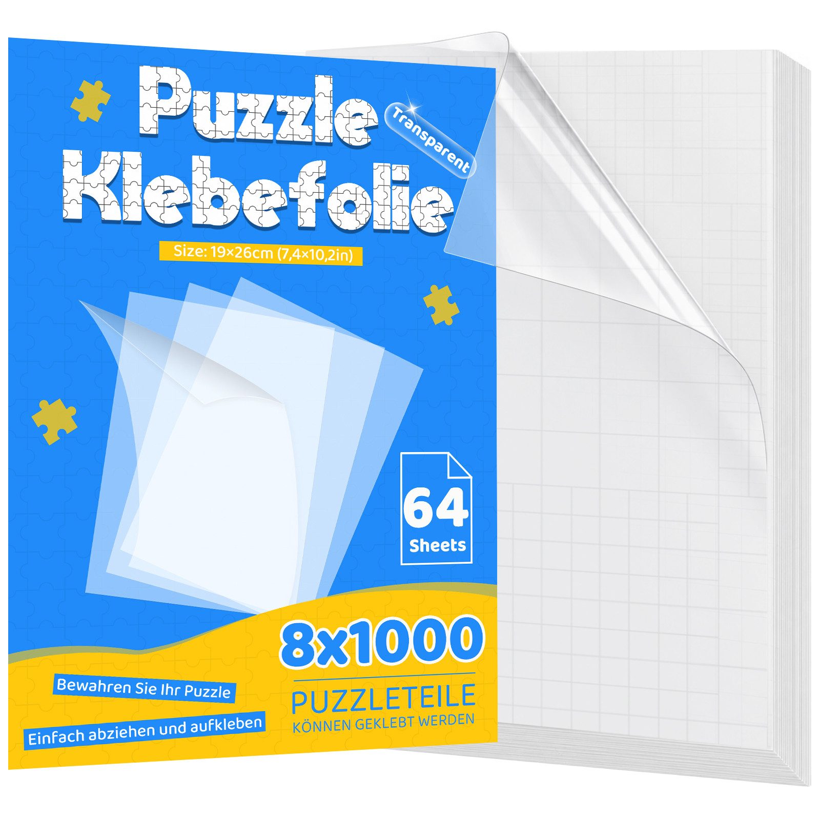 OSTWOLKE Puzzle Puzzle Klebefolie selbstklebend & transparent 19x26cm, Puzzleteile