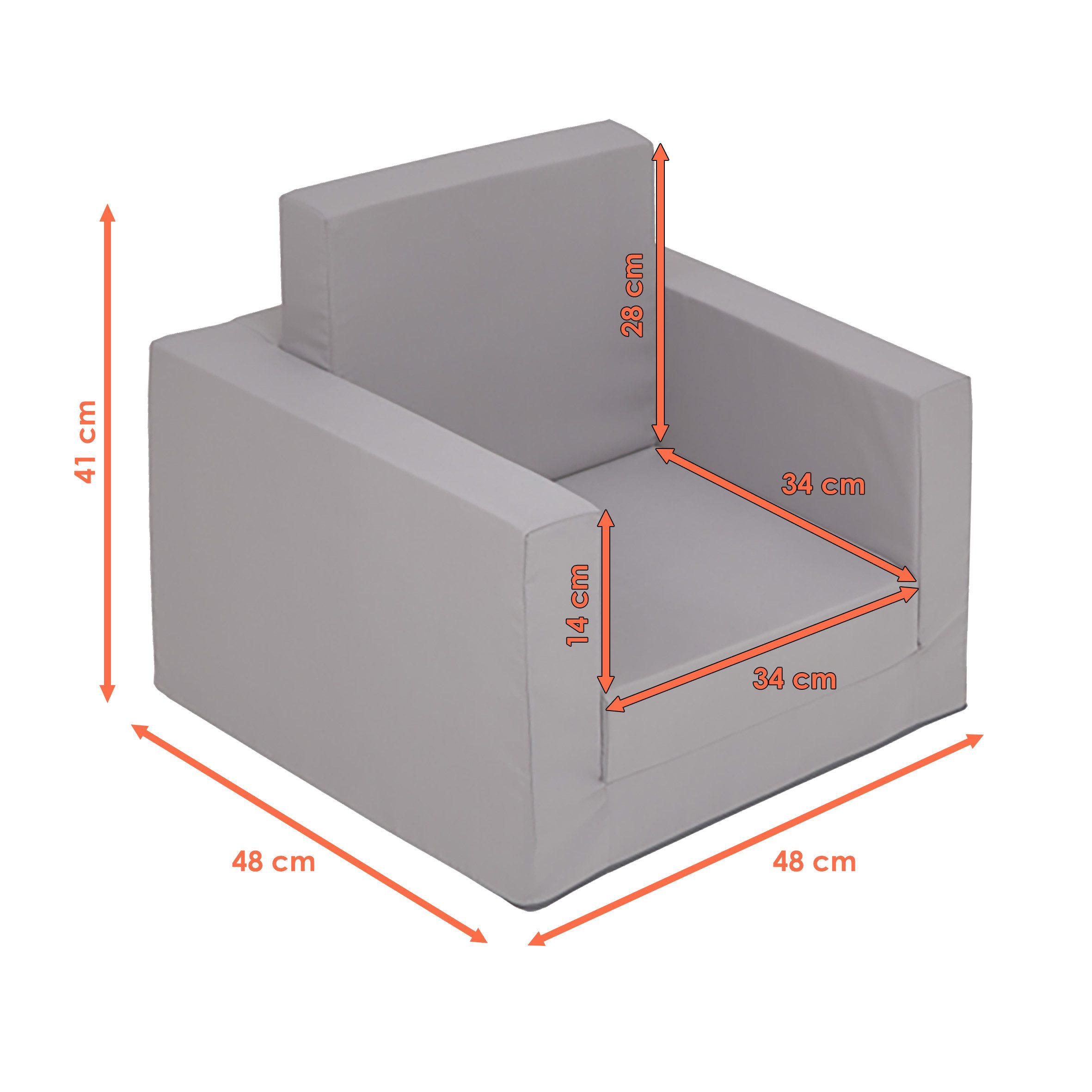 Spetebo Kindersessel Polstersessel 2in1 ausklappbar - grau - Kindersessel 4 günstig online kaufen