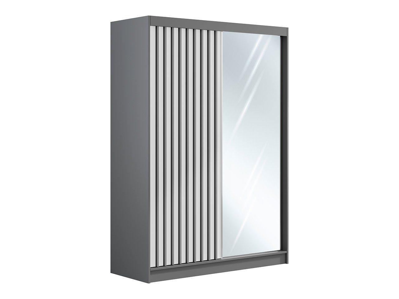 MKS MÖBEL Kleiderschrank LAOS Schiebeschrank Spiegel Modern, an 150 Weiss/Grau Schiebeschrank mit Tür der cm