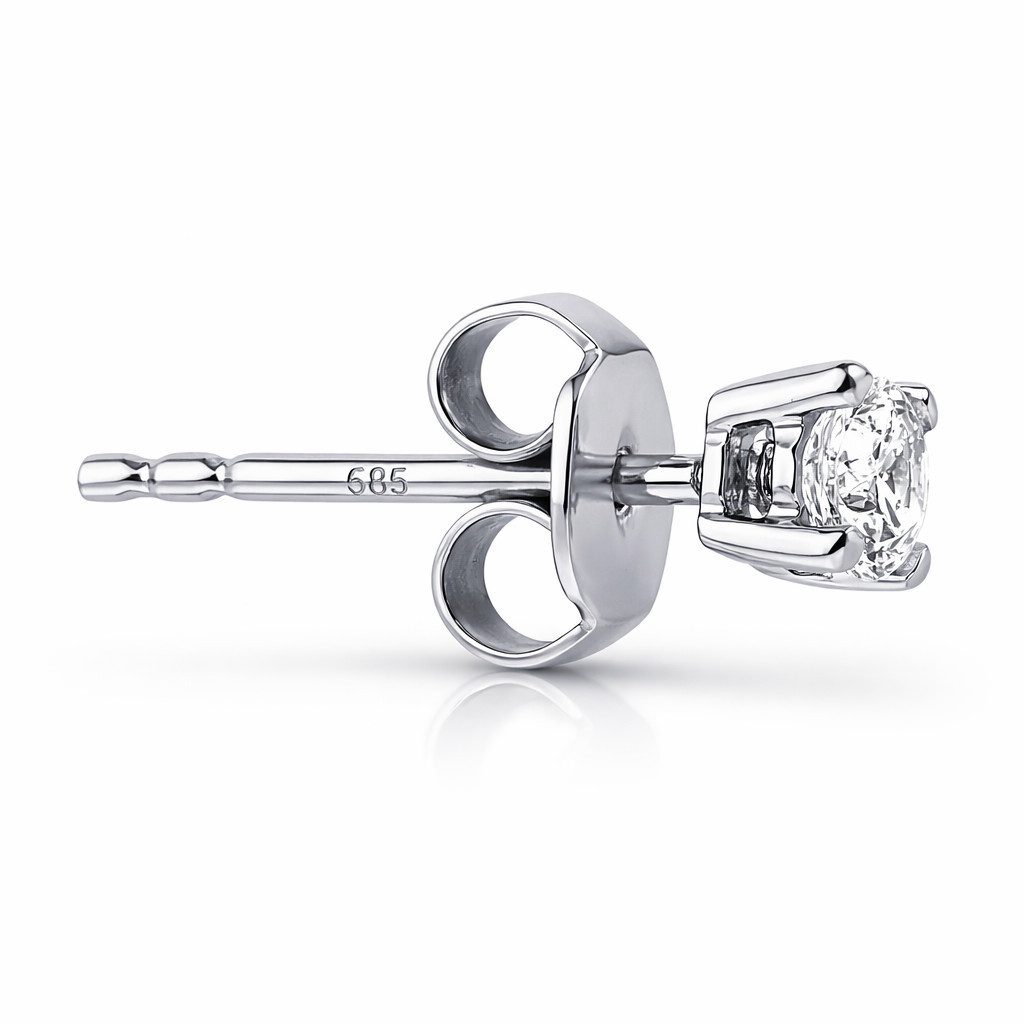 EinStein Diamant 0,11 Carat Herren Diamant Solitär EinStein Ohrstecker 585'er Weißgold