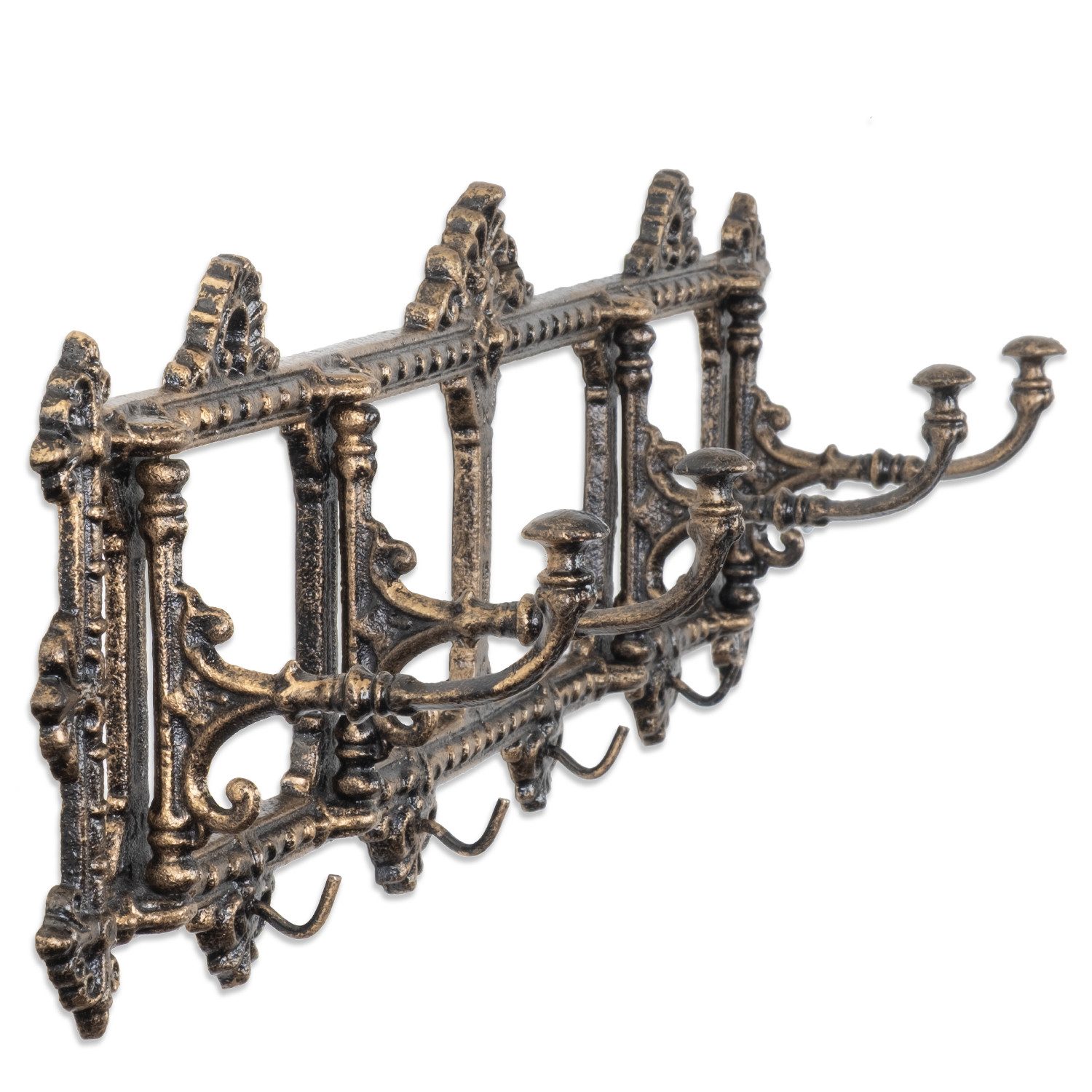 Moritz Wandgarderobe Garderobenleiste goldbraun, Hakenleiste Haken Kleiderhaken Garderobenhaken Vintage – Bild 5 von 5
