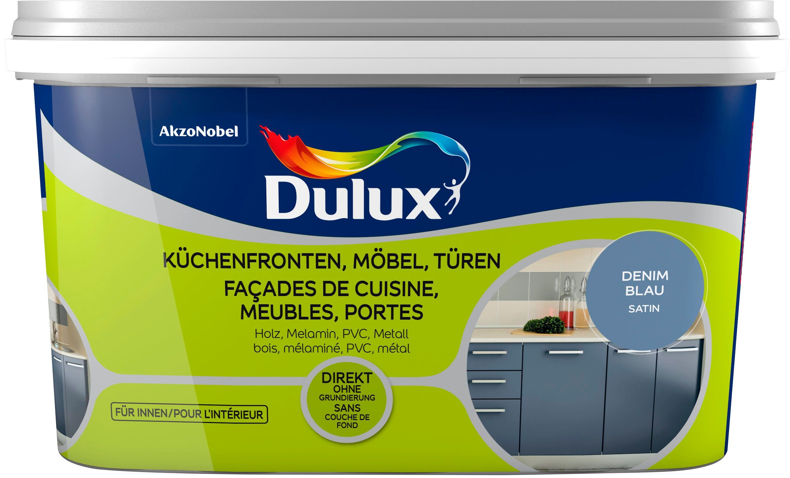 Dulux Holzlack Fresh Up, für Küchen, Möbel und Türen, denim blue, 2 l