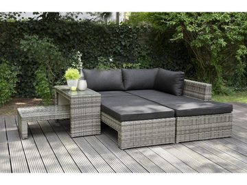 bellavista - Home&Garden® Gartenlounge-Set Multifunktionslounge Maximum braun, (Set, 8-tlg), Aluminium Sitzgruppe Garnitur mit Gartensofa zwei Tische
