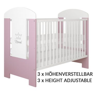 LCP Kids Kinderbett Princess 60x120 cm (1-tlg., Bett ohne Matratze, ohne Bettkasten), 3 entnehmbare Schlupfsprossen an einem Seitenteil, einfache Montage