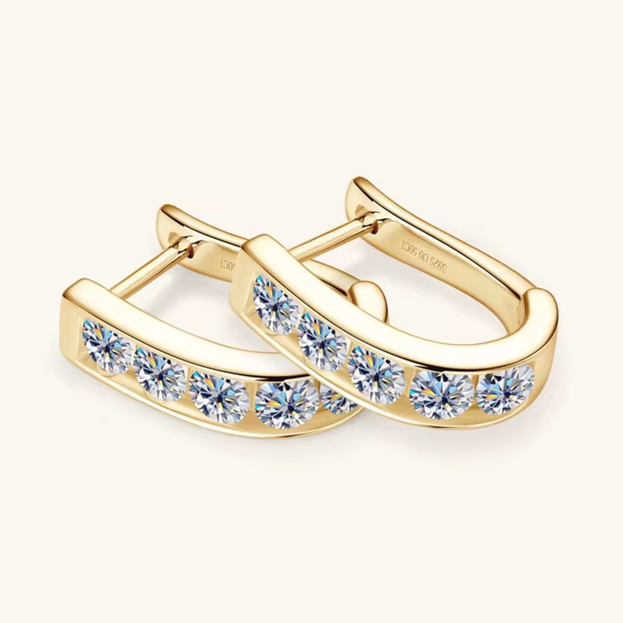 ROUGEMONT Paar Creolen Exklusive klassische Moissanit Creolen 925 Silber 18K Gold, Echtschmuck – Bild 3 von 5