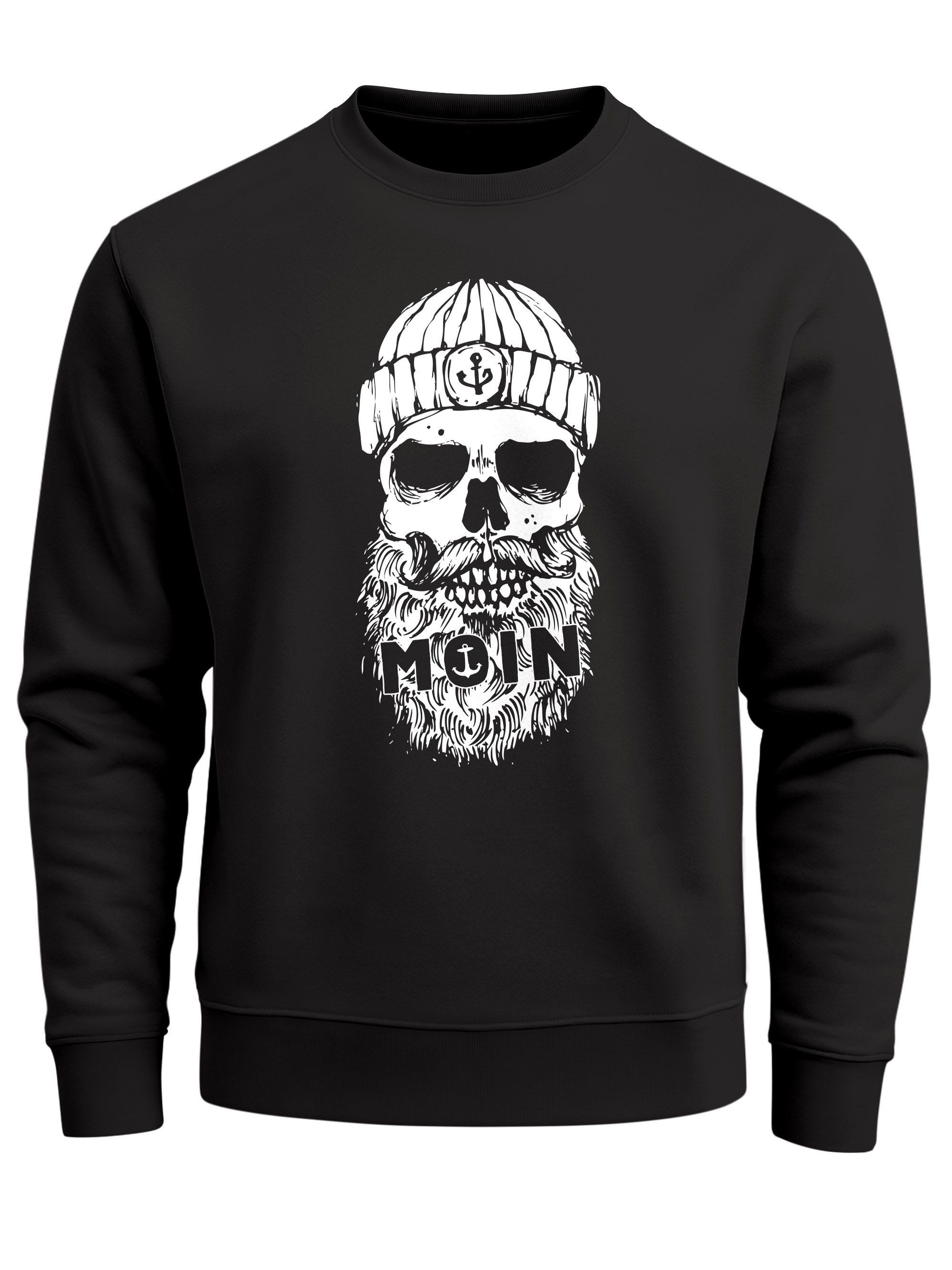 Neverless Sweatshirt Sweatshirt Herren ohne Kapuze Frontprint Moin Skull To günstig online kaufen