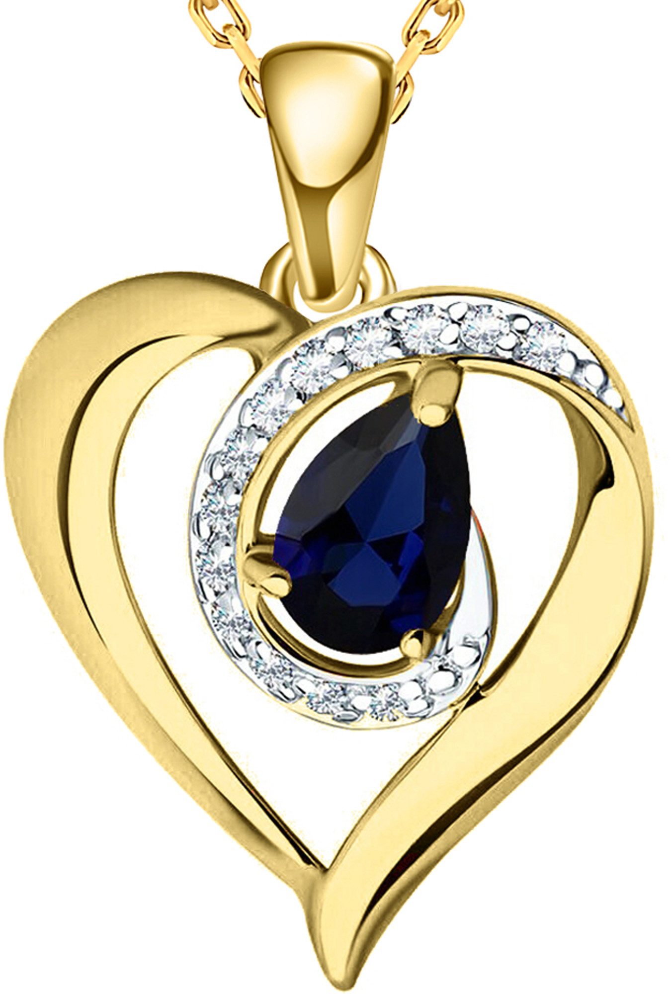 Limana Herzkette echter Saphir 925 Silber vergoldet Goldkette Frauenkette D günstig online kaufen