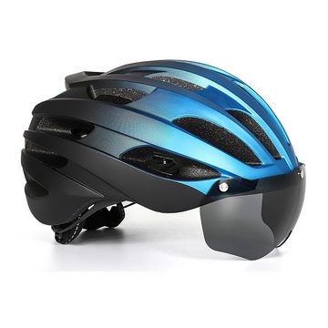 LENBEST Fahrradhelm Bike Cross Helm Fahrradhelm mit Windschutzscheibe (1-tlg., Farbverlauf blau), mehrschichtig stoßfest, atmungsaktiv und komfortabel