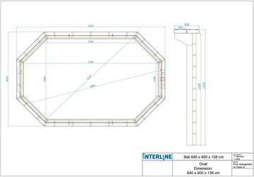 Interline Ovalpool Java (Komplett-Set, inkl. Wärmepumpe, Skimmer und Holzleiter), BxLxH: 640x138x138 cm