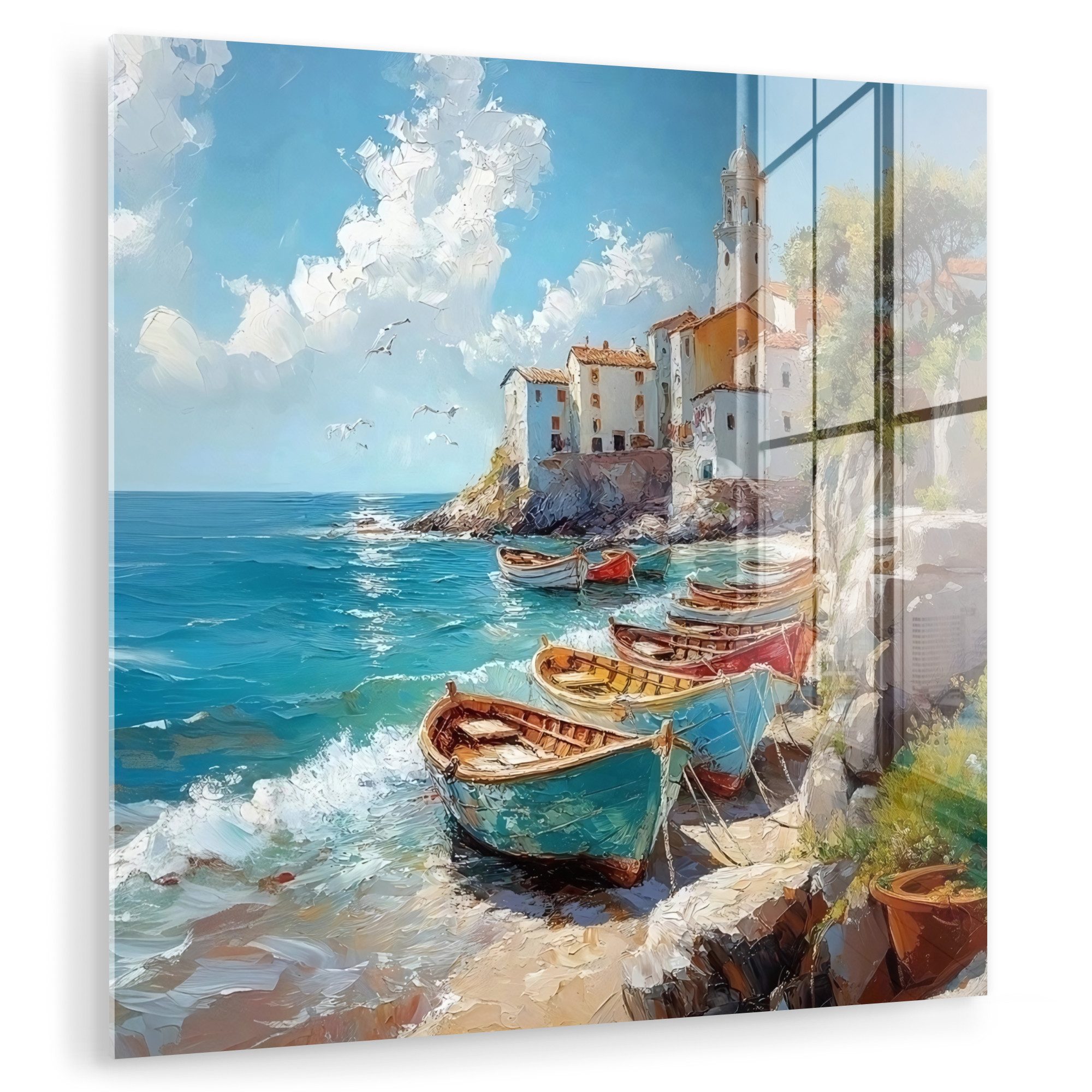 MuchoWow Acrylglasbild Boote - Felsen - günstig online kaufen