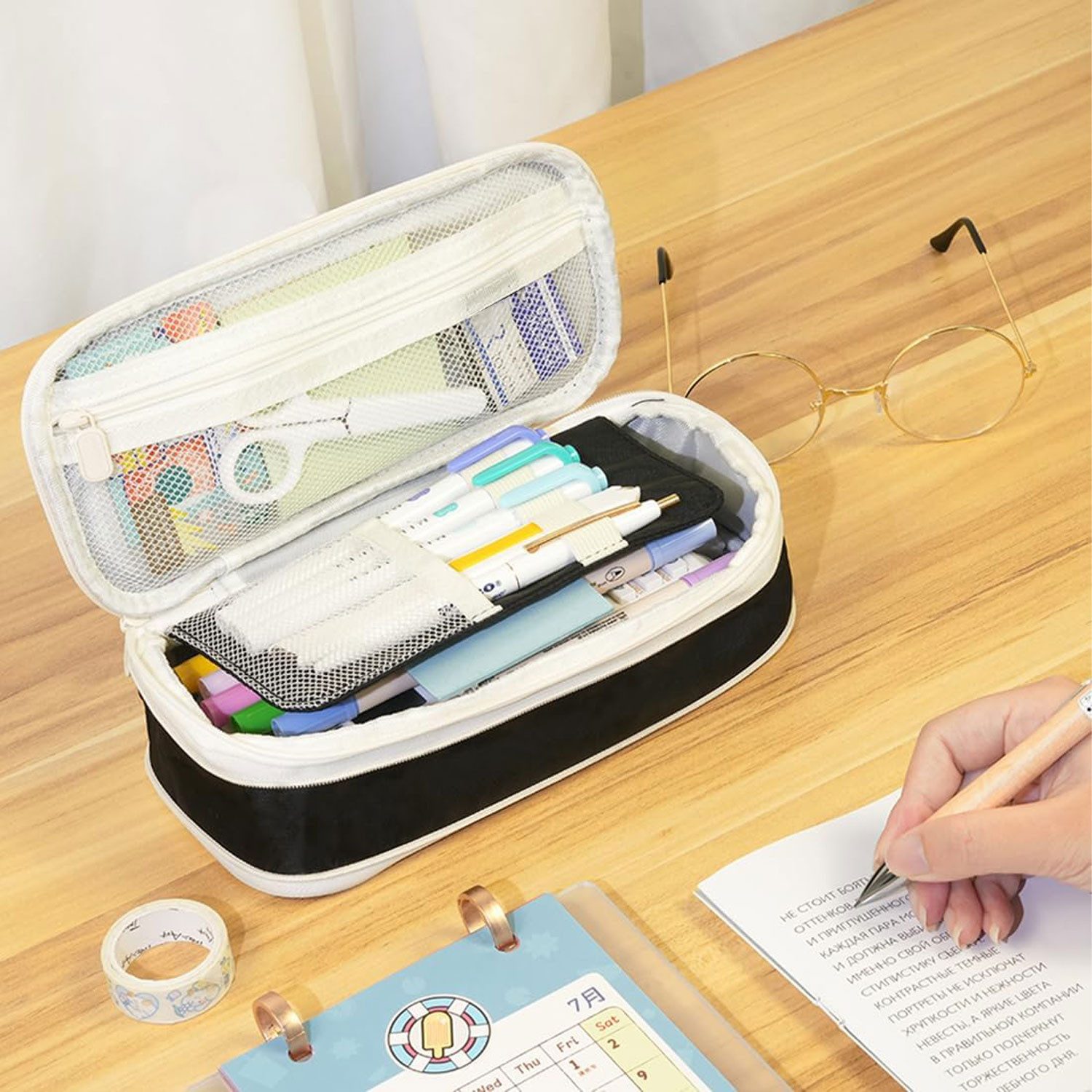 OKWISH Federmäppchen Groß Stifteetui Federtaschen Schreibgeräteetui, (Stifttasche mit Reißverschluss 4 Fach Große Kapazität, 1-tlg., Schreibwarenbeutel), für Damen Herren Schule Büro Arbeit Studenten Mädchen Jungen Geschenk