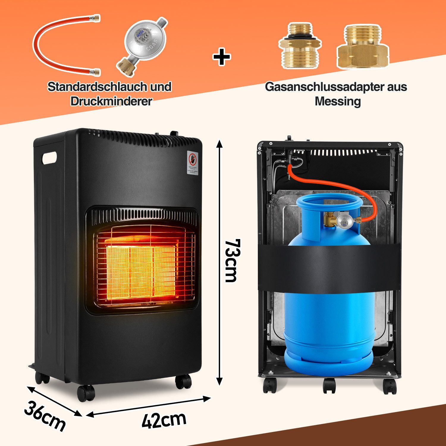 Clanmacy Heizstrahler Gasheizung 4200W 3 Heizstufen Heizlüfter Mit Deutsch- günstig online kaufen