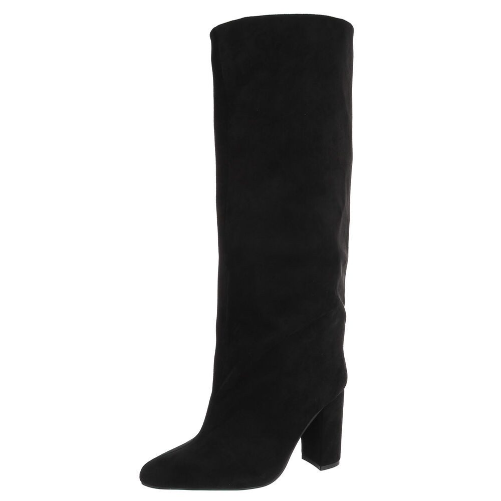 Ital-Design Damen Overknee-Stiefel mit Blockabsatz elegant High-Heel-Stiefel (92125298) Blockabsatz Stiefel in Schwarz