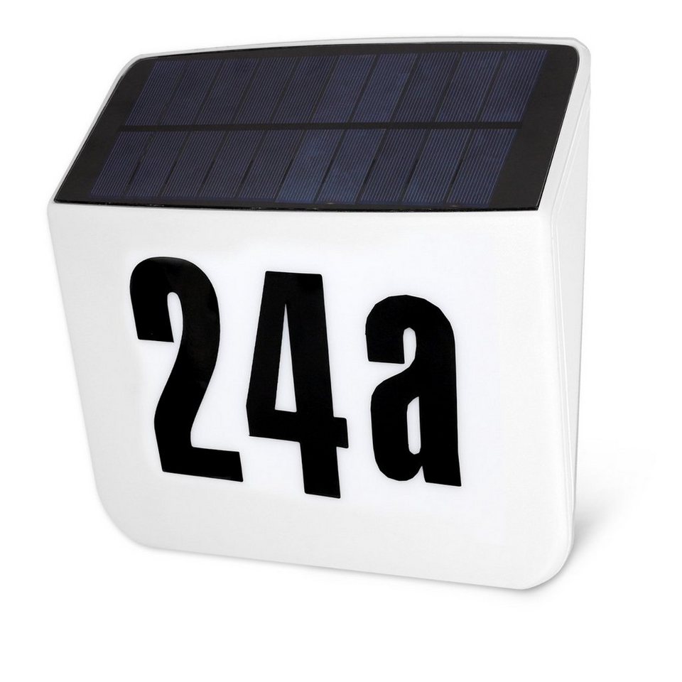 Navaris Außen-Wandleuchte, beleuchtetes Hausnummerschild, LED, LED Solar  Hausnummer Schild - mit Nummer Stickerset - 24,8x6,8x23cm - beleuchtetes  Hausnummerschild - Dämmerungsschalter - Hausnummernleuchte