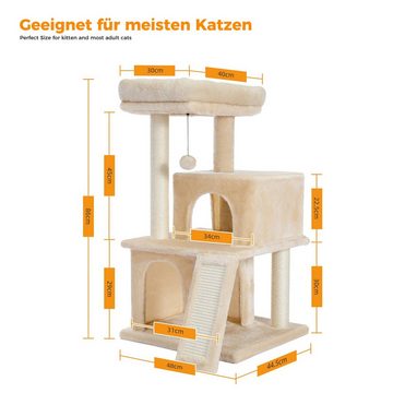 PAWZ Road Kratzbaum Katzenbaum Katzenmöbel mit Sisal-Seil Plüsch Liege Spielhaus Höhlen, großes Top Bett