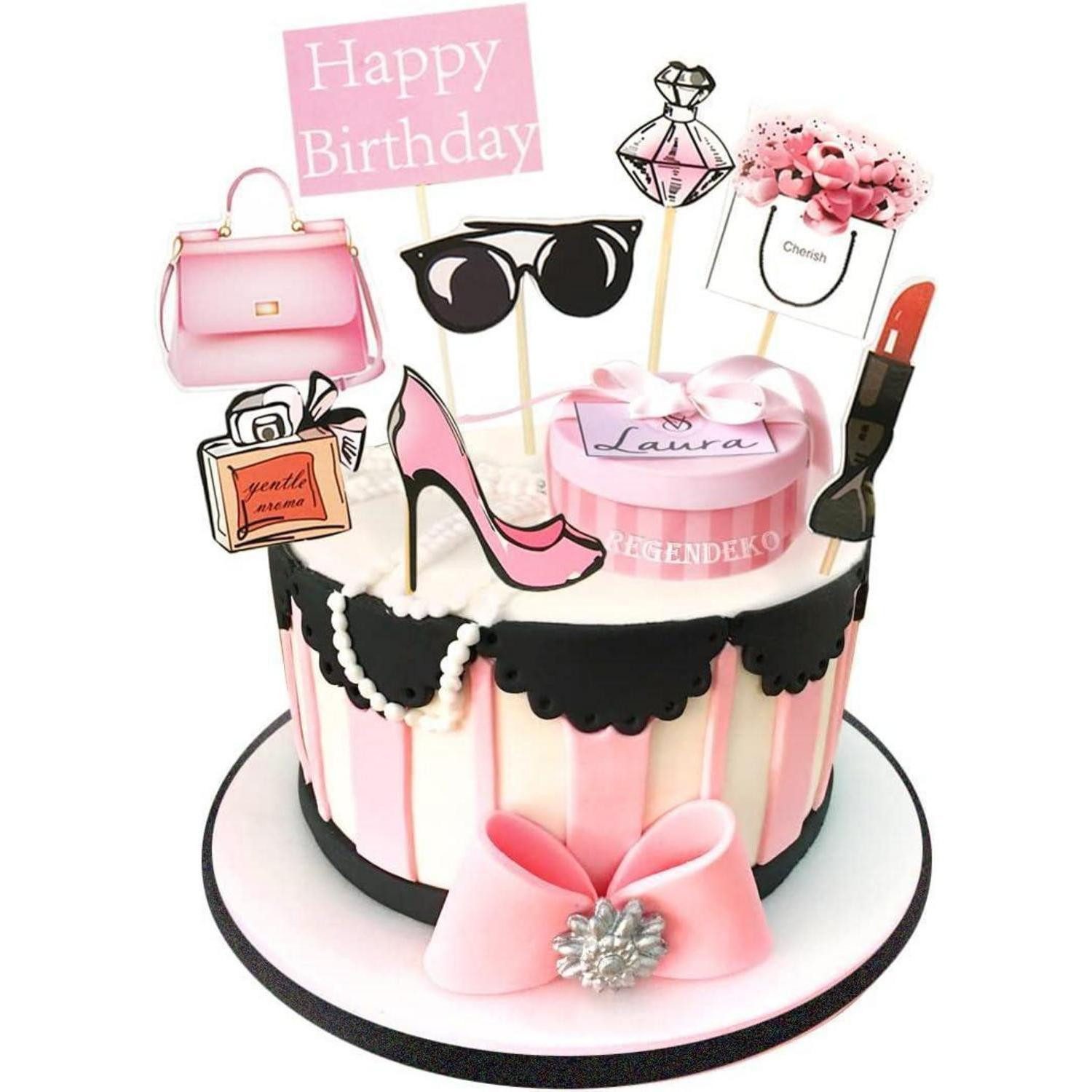 LuxusKollektion Sticker Geburtstag Lady Mädchen Kuchendeko Toppers Set 8 Stück
