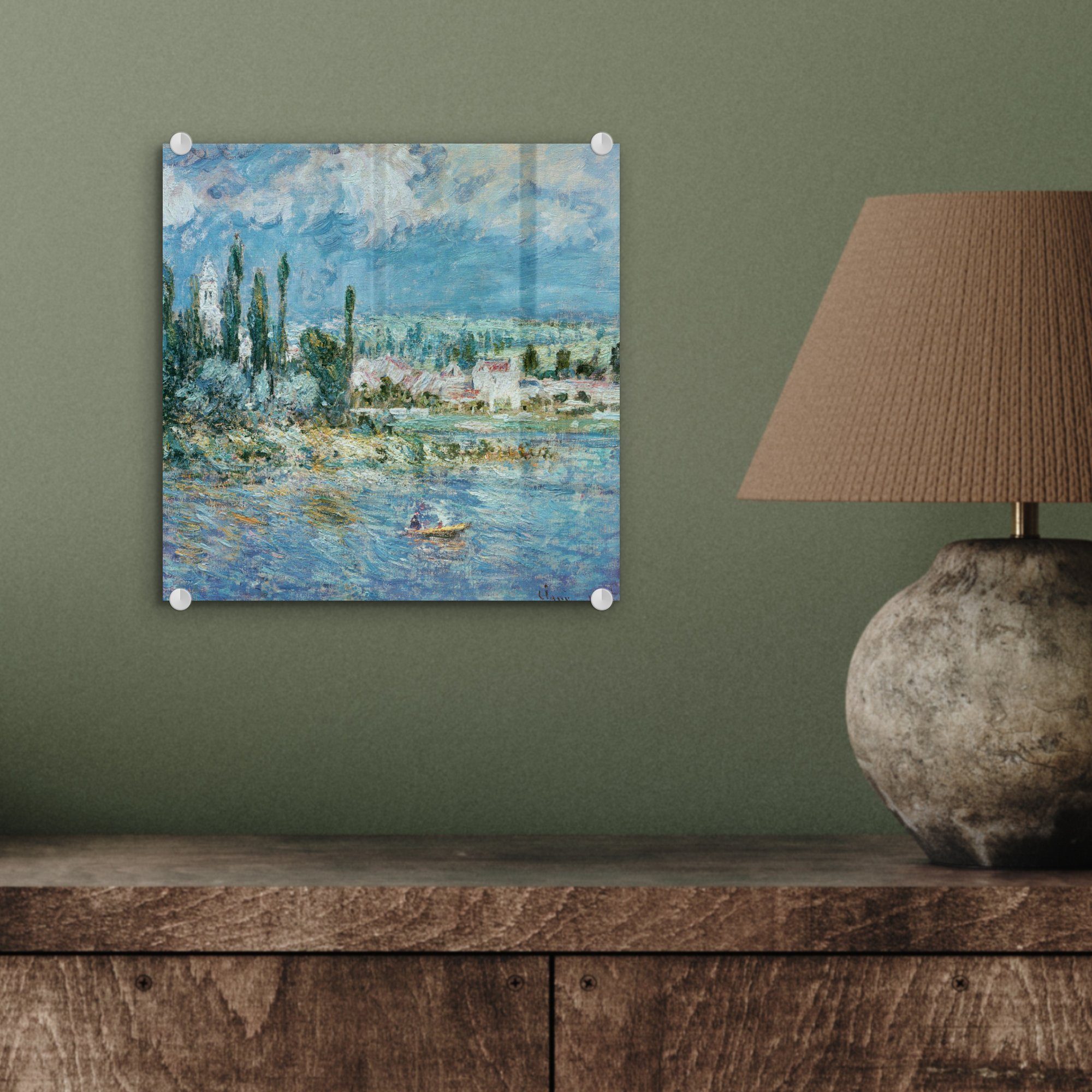 MuchoWow Acrylglasbild Landschaft mit Claude (1 Glas - Glasbilder Foto Glas Wanddekoration Gewitter - Bilder St), Wandbild - auf Monet, auf 