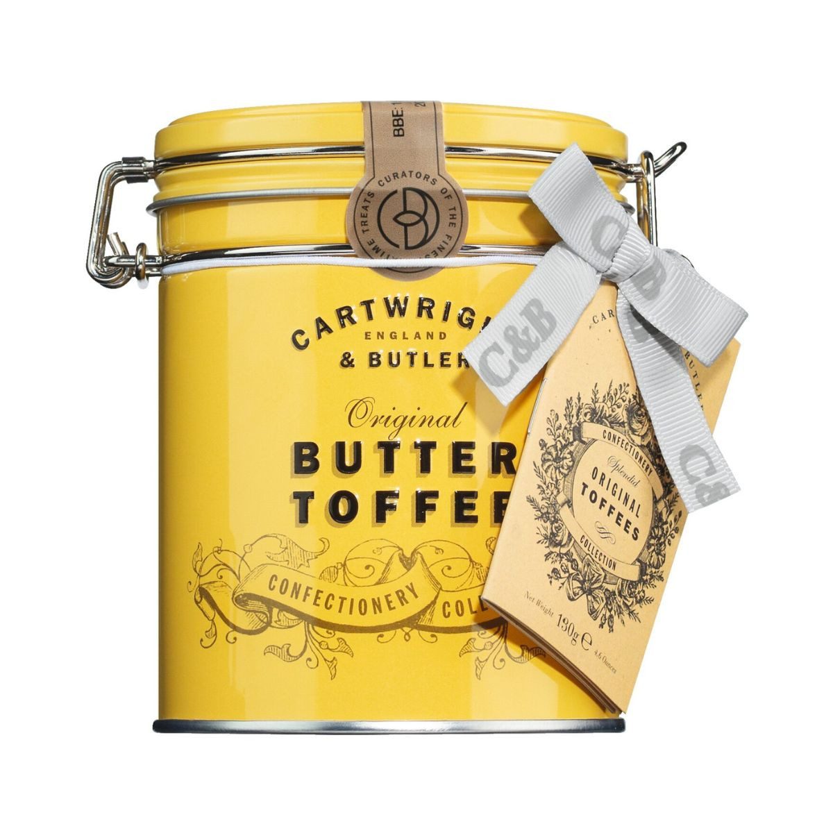 Cartwright & Butler Süßigkeit Original Toffees, yellow tin, Karamellbonbons in gelber Geschenkdose, 130 g