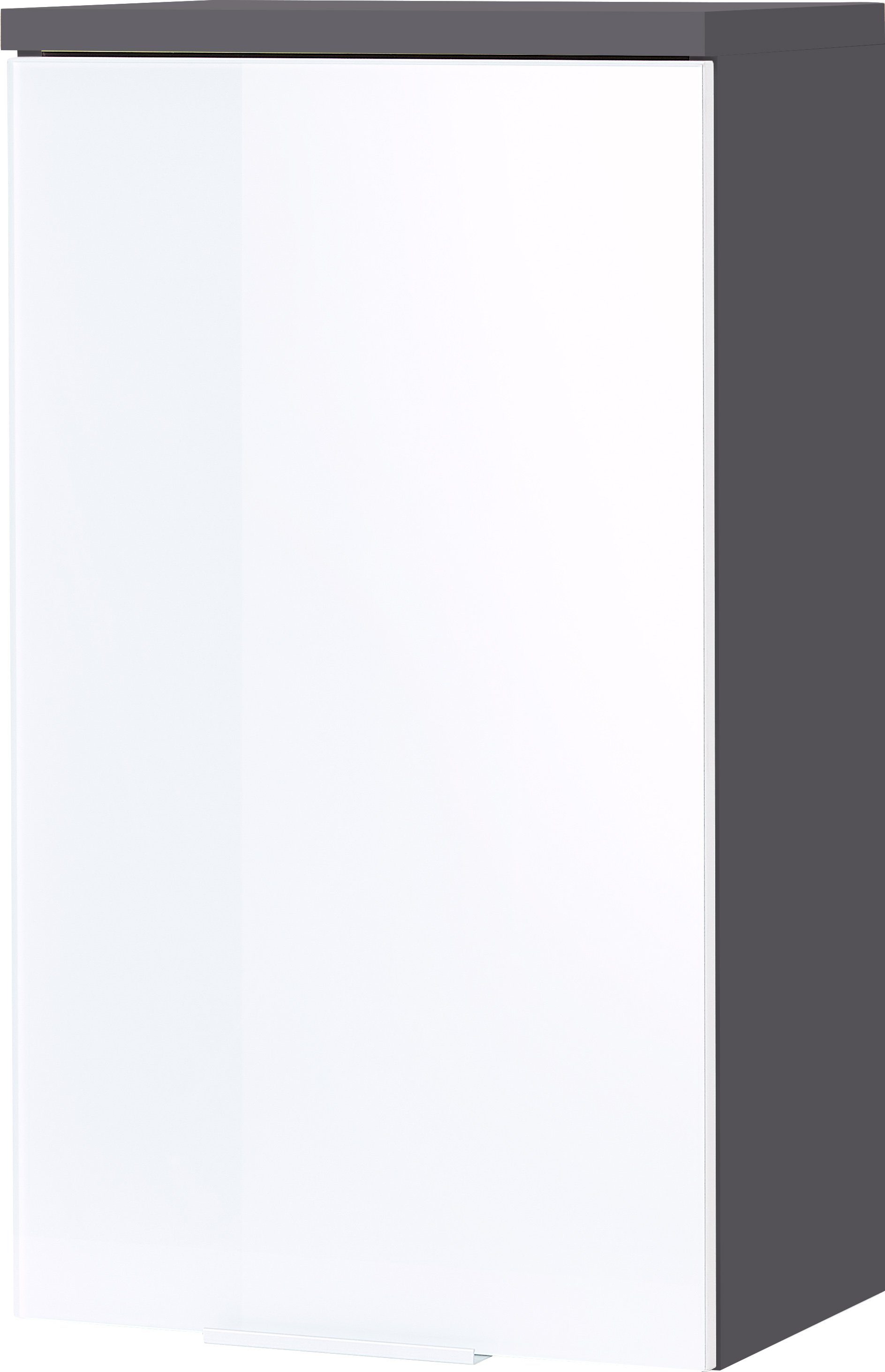 KADIMA DESIGN Midischrank LEINE Badehängeschrank Weiß Grau 39 x 69 x 27 | Midischränke
