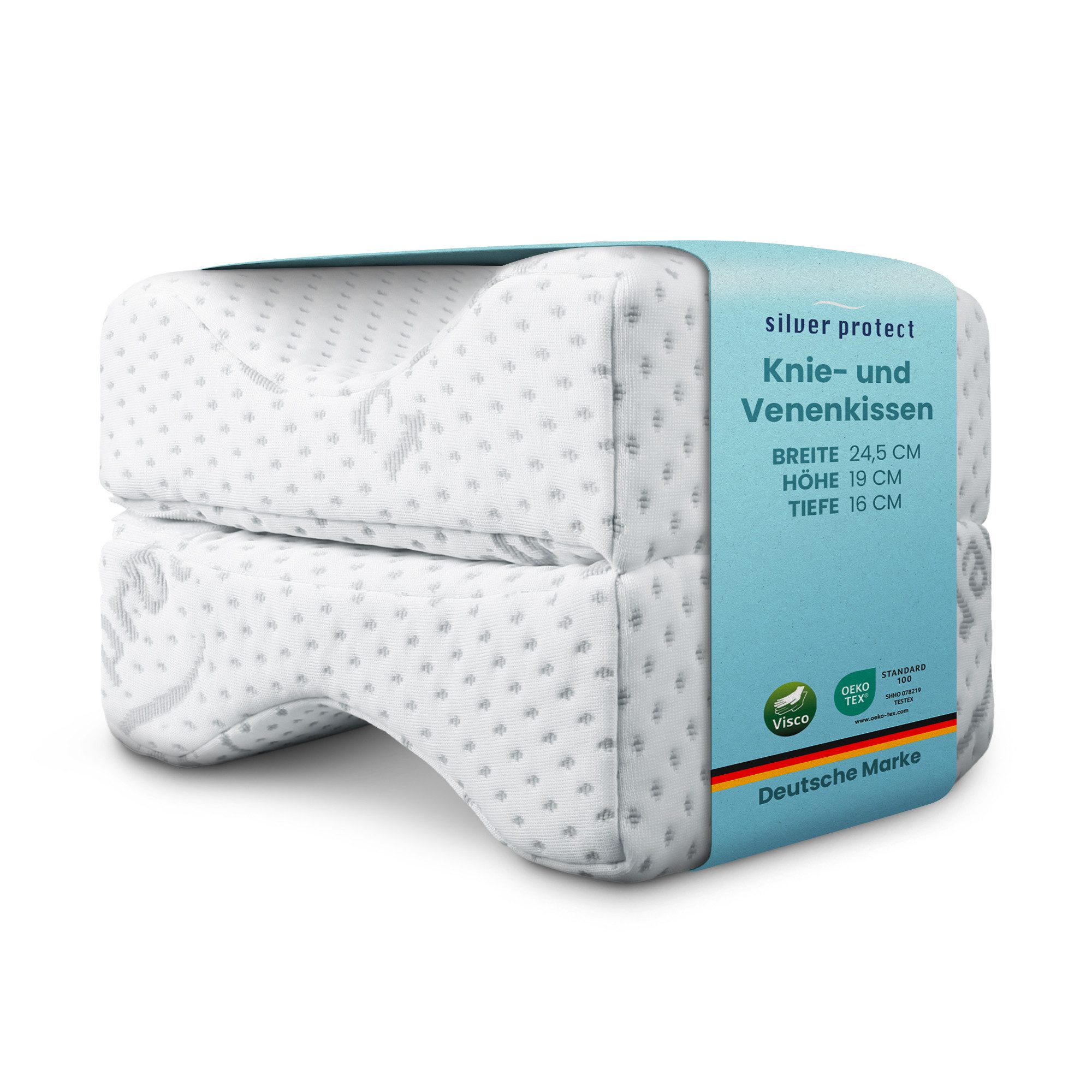 Bestlivings Nackenstützkissen "Silver-Protect" Bezug, Füllung: Polyurethan, Bezug: Polyester, Seitenschläfer, Rückenschläfer, Bauchschläfer, Memory Foam (Kniekissen / Venenkissen 25x19x7,5cm) Viscoelastisch