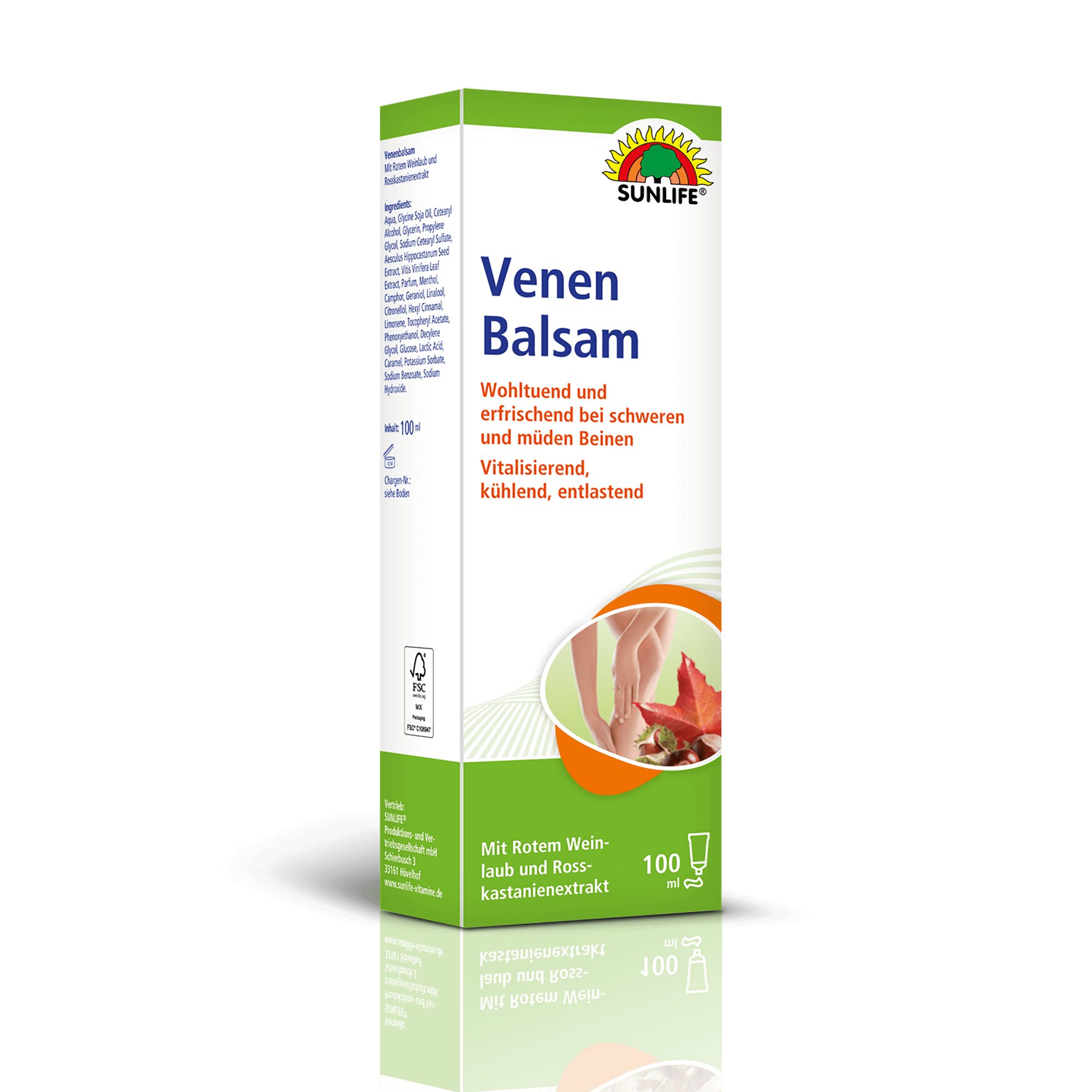 SUNLIFE Körperbalsam SUNLIFE® Venen Balsam 100 ml Kühlend Pflege Durchblutung Erfrischung