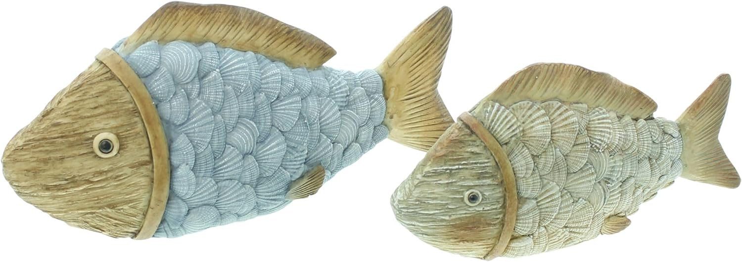 Dekoleidenschaft Dekofigur "Fisch" aus Polyresin, maritime Deko, bunt, Dekofische, Fischfiguren (2 St., im Set), 18,5 + 23,5 cm lang, Figurenset, Fischdeko