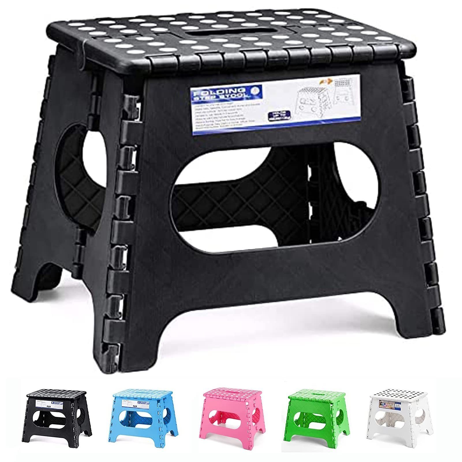 House Day Tritthocker klappbar, faltbarer Tritthocker in verschiedenen Höhen, Tragbarer Klapphocker, bis ca.136kg belastbar, Antirutschnoppen