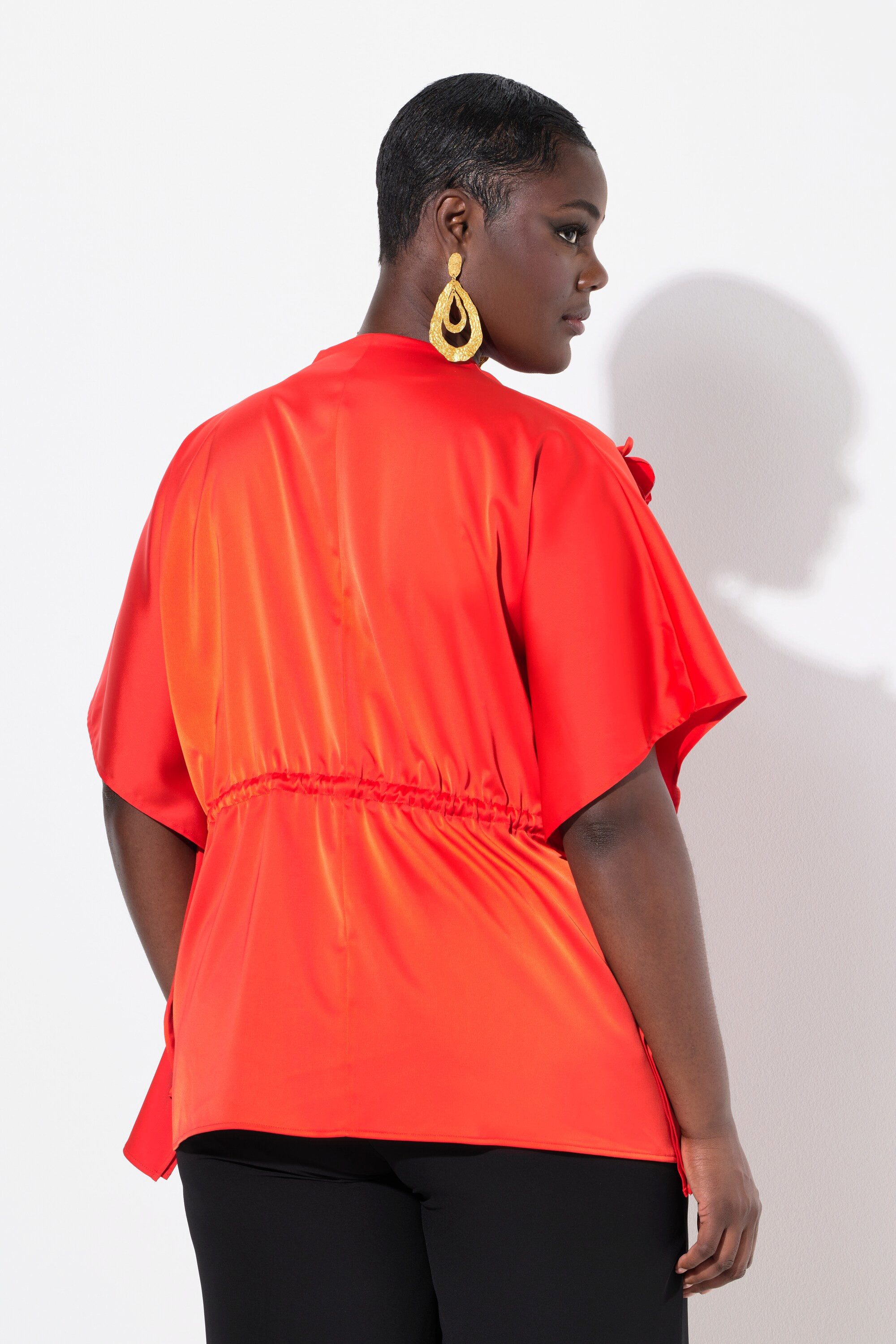 Ulla Popken Tunika Shirtbluse oversized Wasserfall-Ausschnitt Halbarm