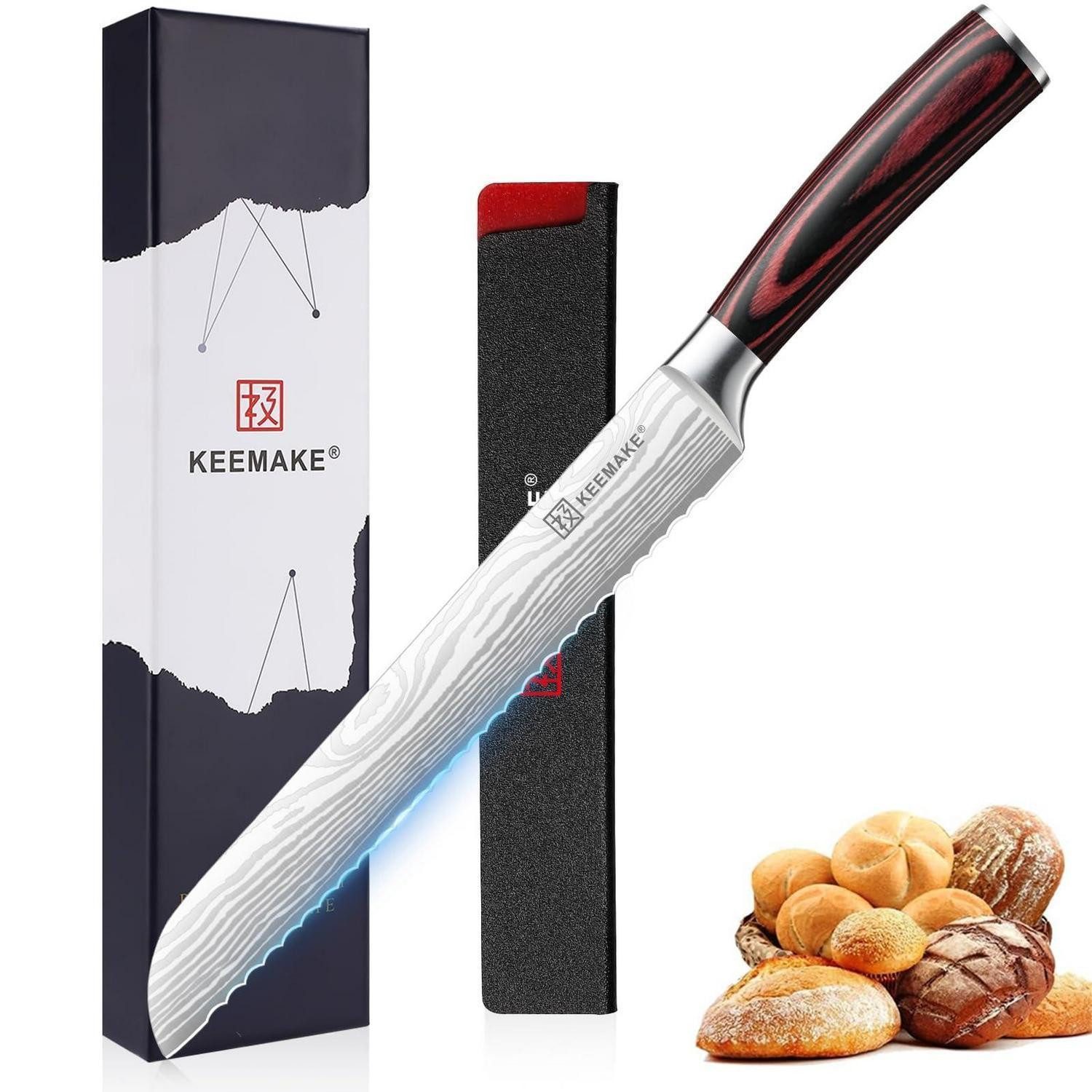 LuxusKollektion Brotmesser Brotmesser 8 Zoll Wellenschliff Pakkaholzgriff