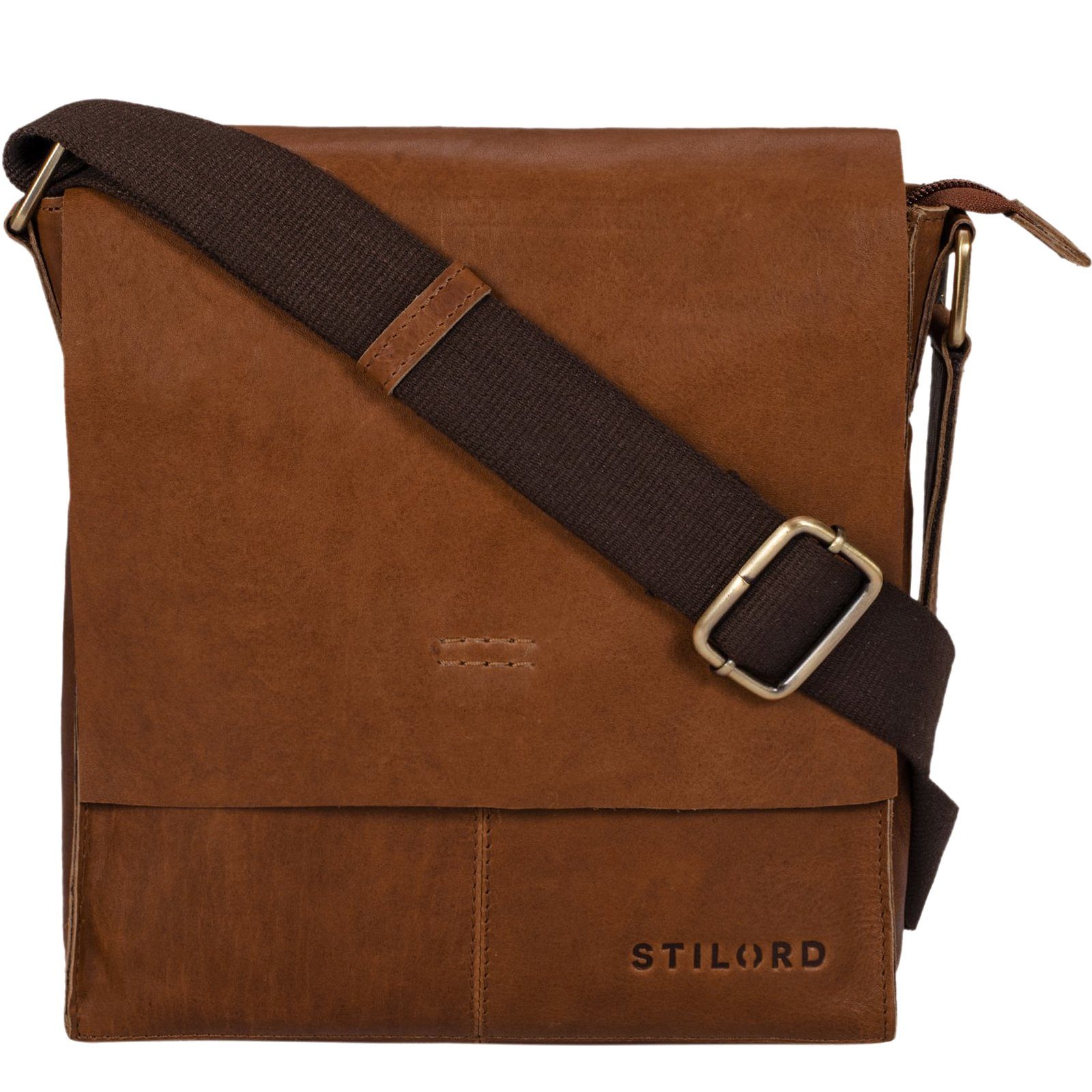 - "Malte" Messenger Kleine Leder Bag dunkelbraun Messenger mocca Herren Bag STILORD